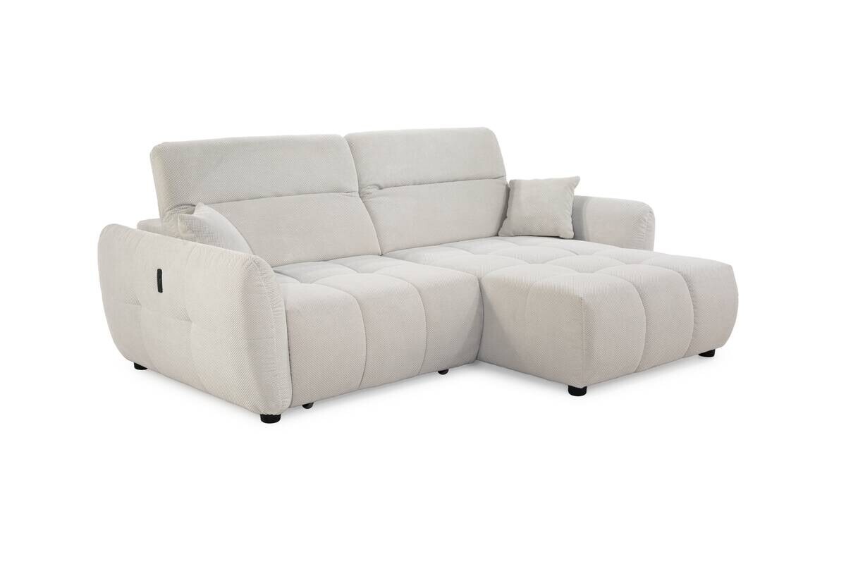 Ecksofa mit elektrischer XXL Sitztiefenverstellung hellbeige Kord B/H/T: ca. 260x106x191 cm Ecksofa mit elektrischer XXL Sitztiefenverstellung hellbeige Kord B/H/T: ca. 260x106x191 cm