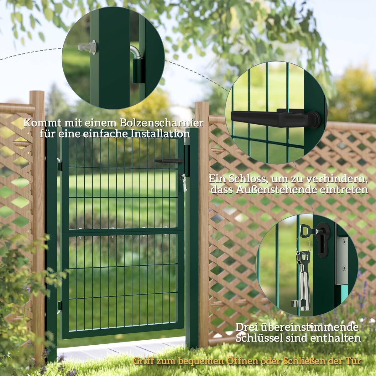 Outsunny Gartentor grün Kunststoff B/H/L: ca. 6x170x97 cm