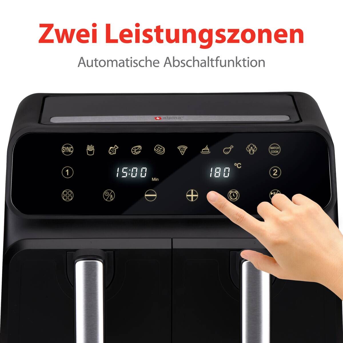 alpina Heißluftfritteuse 871125224012 schwarz Kunststoff B/H/L: ca. 38x36x32 cm ca. 8 l