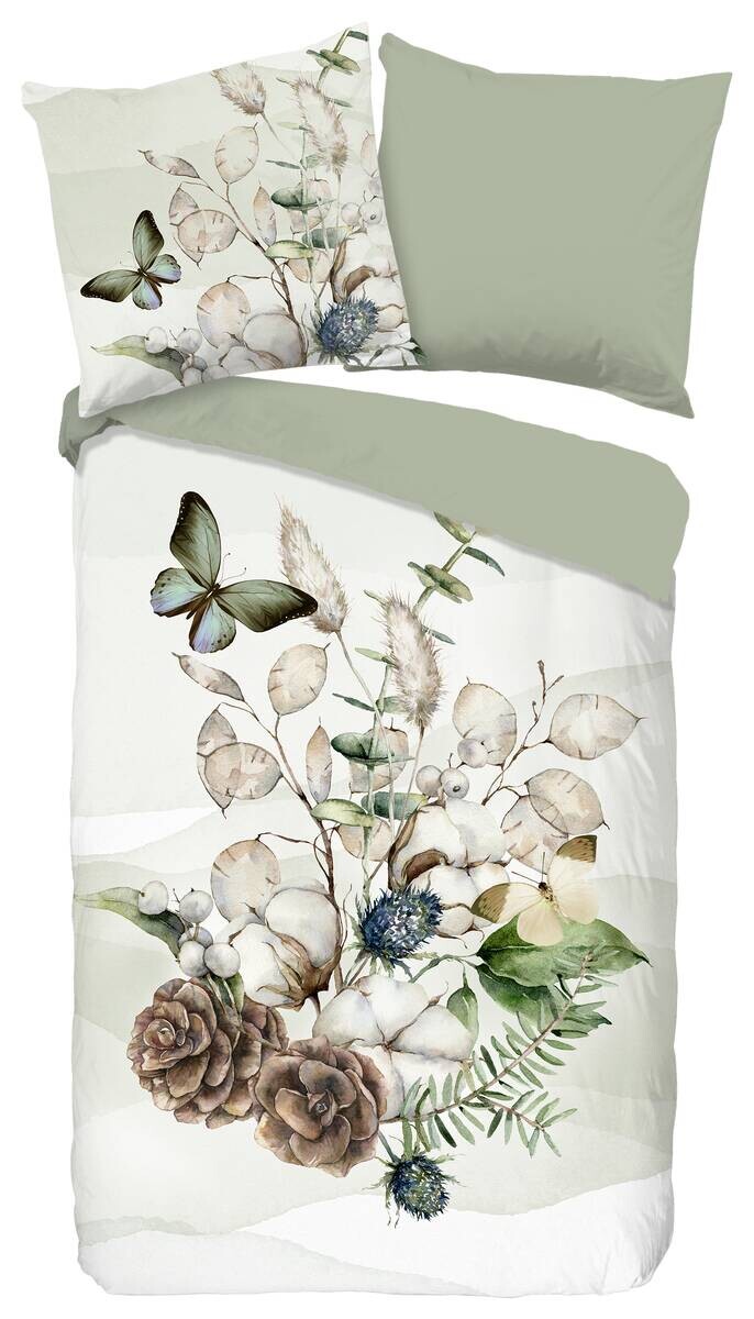 Baumwoll Bettwäsche Marjan Flanell grün Baumwolle B/L: ca. 155x220 cm