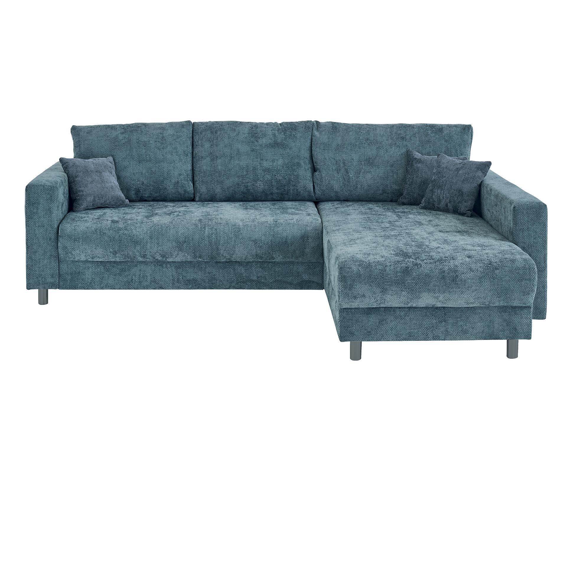 Ecksofa mit Bettfunktion und Bettkasten dunkelblau Microfaser B/H/T: ca. 252x89x195 cm Ecksofa mit Bettfunktion und Bettkasten dunkelblau Microfaser B/H/T: ca. 252x89x195 cm