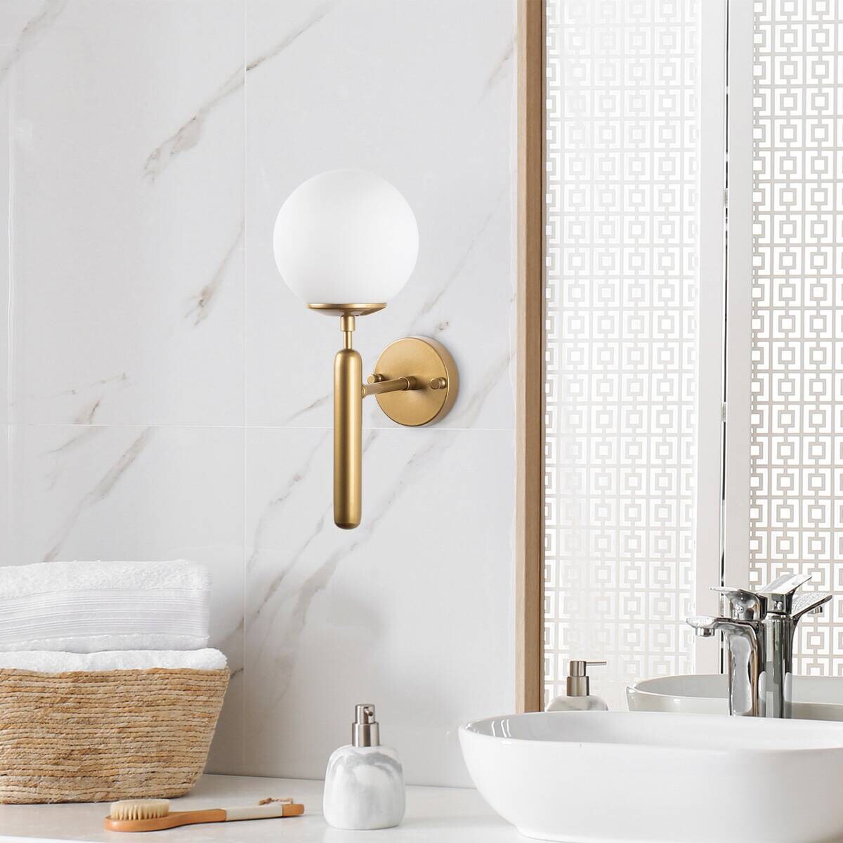 Opviq Wandleuchte gold Glas Metall B/H/L: ca. 20x40x15 cm E14 1 Brennstellen