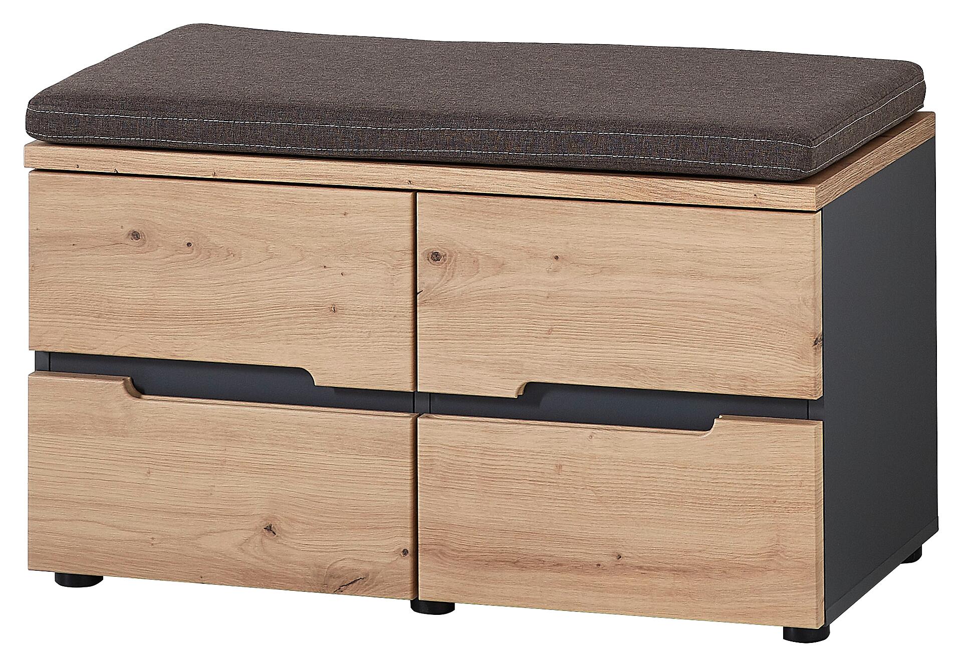 Sitzbank Memphis Eiche Artisan Nachbildung Graphit B/H/T: ca. 80x49x38 cm