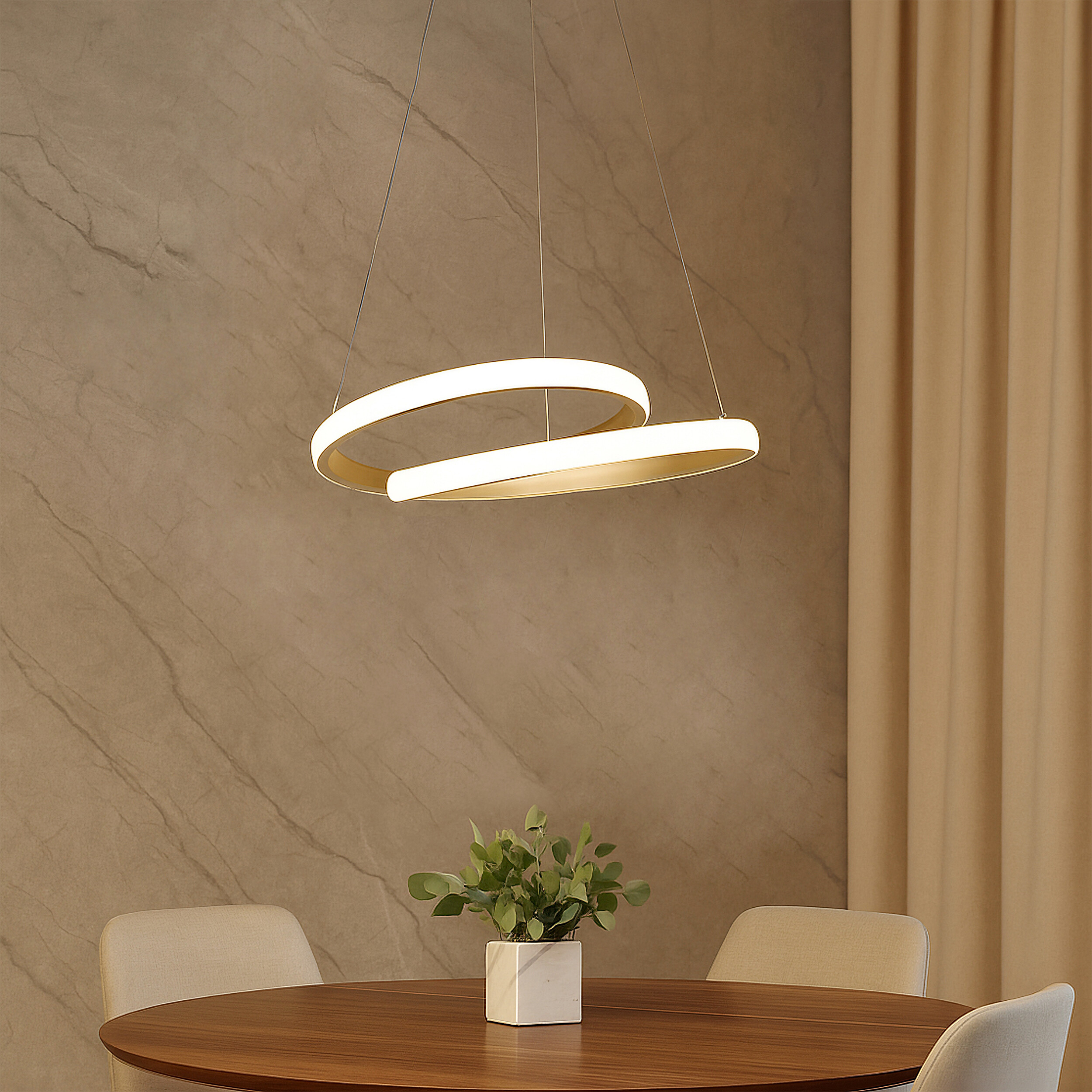 POCOline LED-Pendelleuchte Anea champagner Kunststoff H/D: ca. 120x50 cm