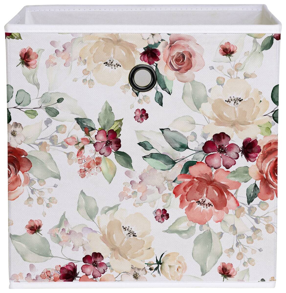 Motivbox Blüte weiß grün rot B/H/T: ca. 32x32x32 cm