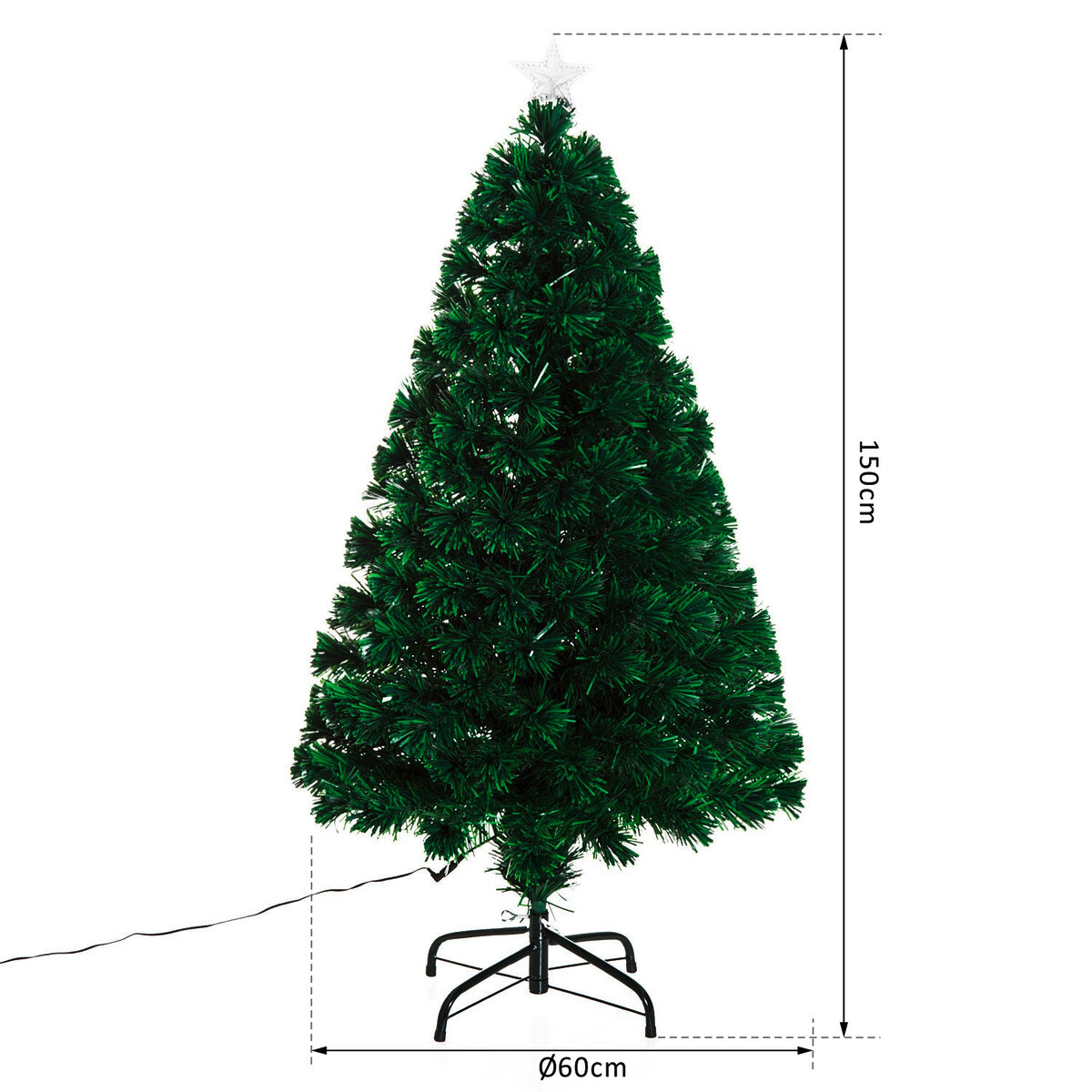 HOMCOM Weihnachtsbaum grün Metall H/D: ca. 150x60 cm