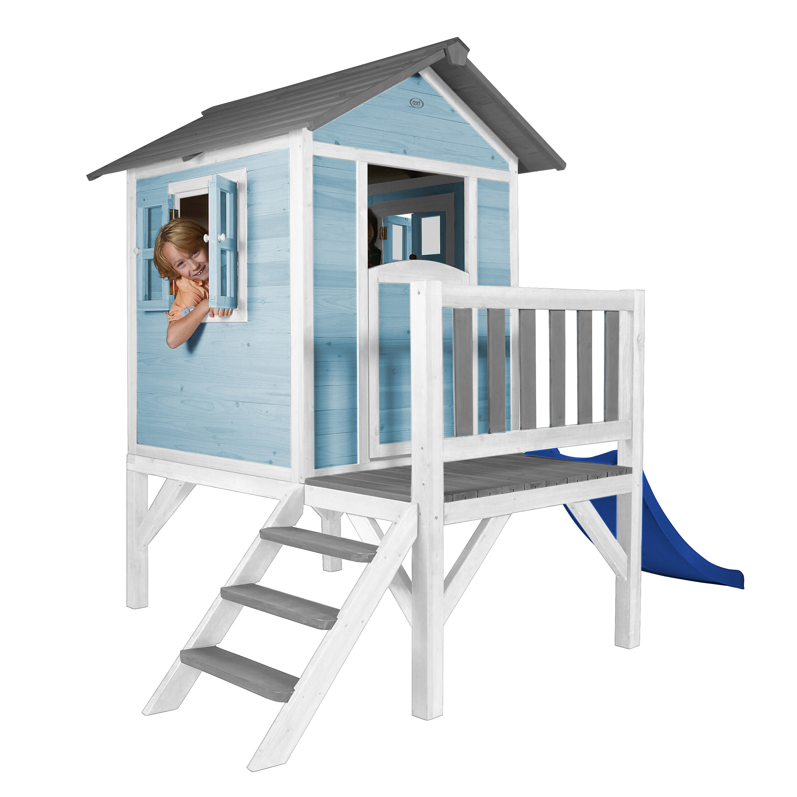 AXI Spielhaus Lodge XL blau B/H/T: ca. 240x189x167 cm
