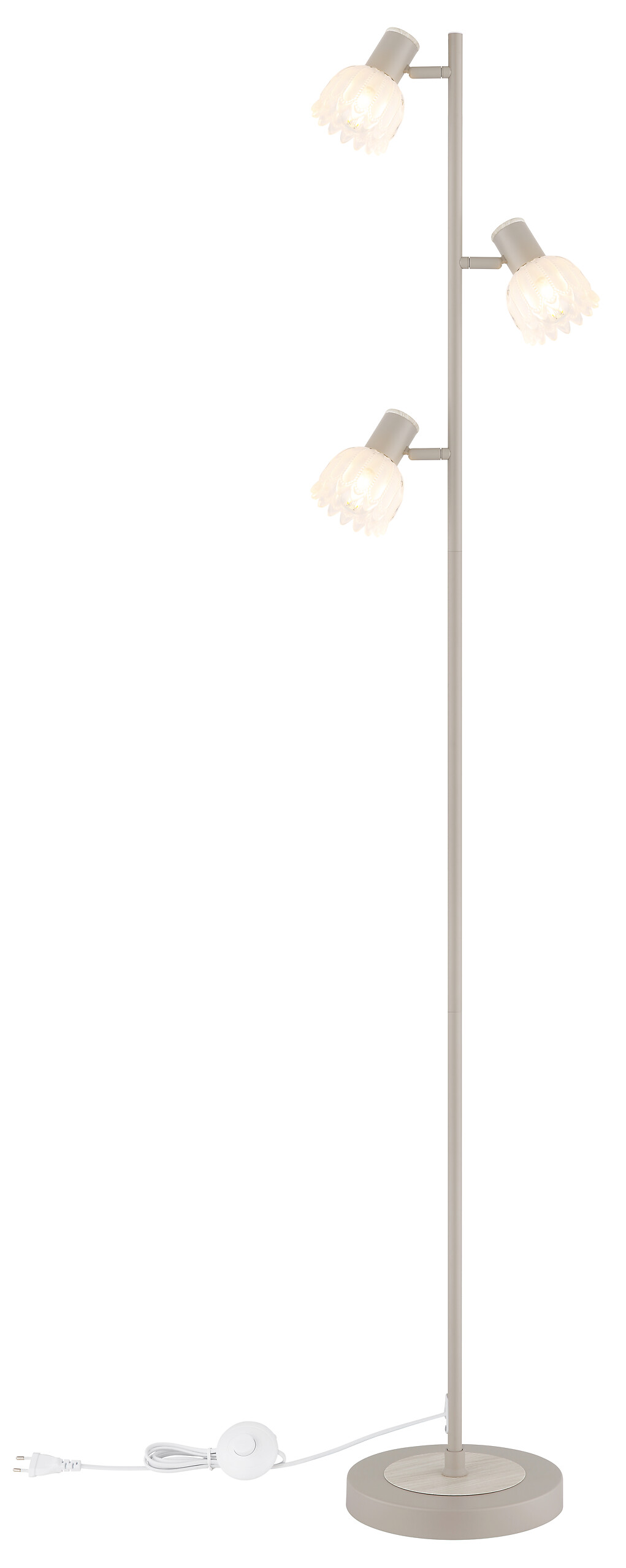 GLOBO Stehleuchte sand Glas Metall B/H/L: ca. 12x60x26 cm 3 Brennstellen