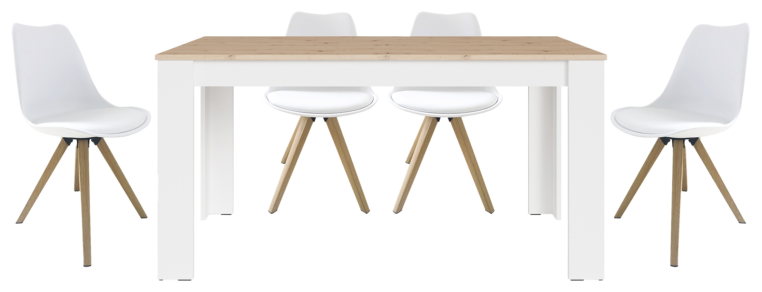 Tischgruppe KIRA weiß Eiche B/H/T: ca. 160x75x90 cm