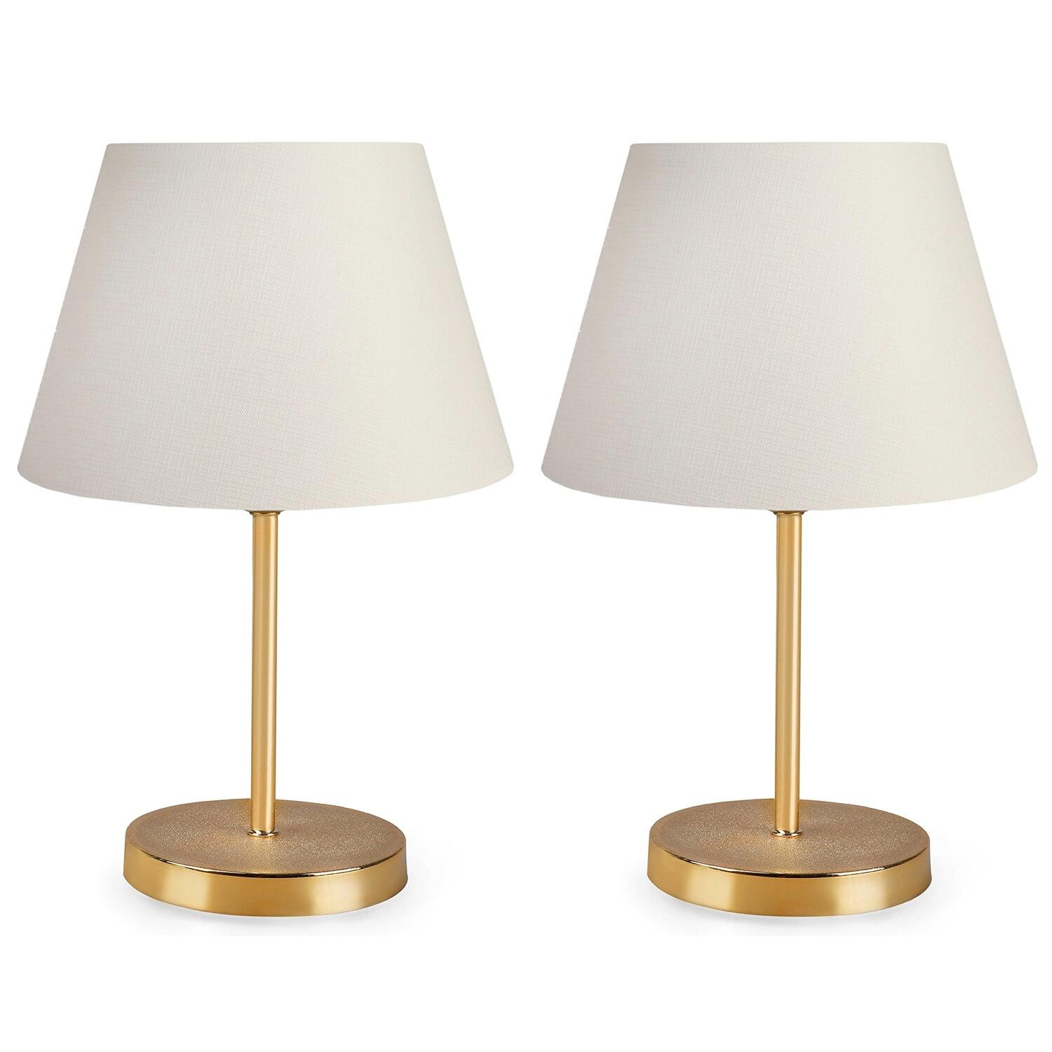 Opviq Tischleuchte creme PVC Metall B/H/L: ca. 22x37x22 cm E27 2 Brennstellen