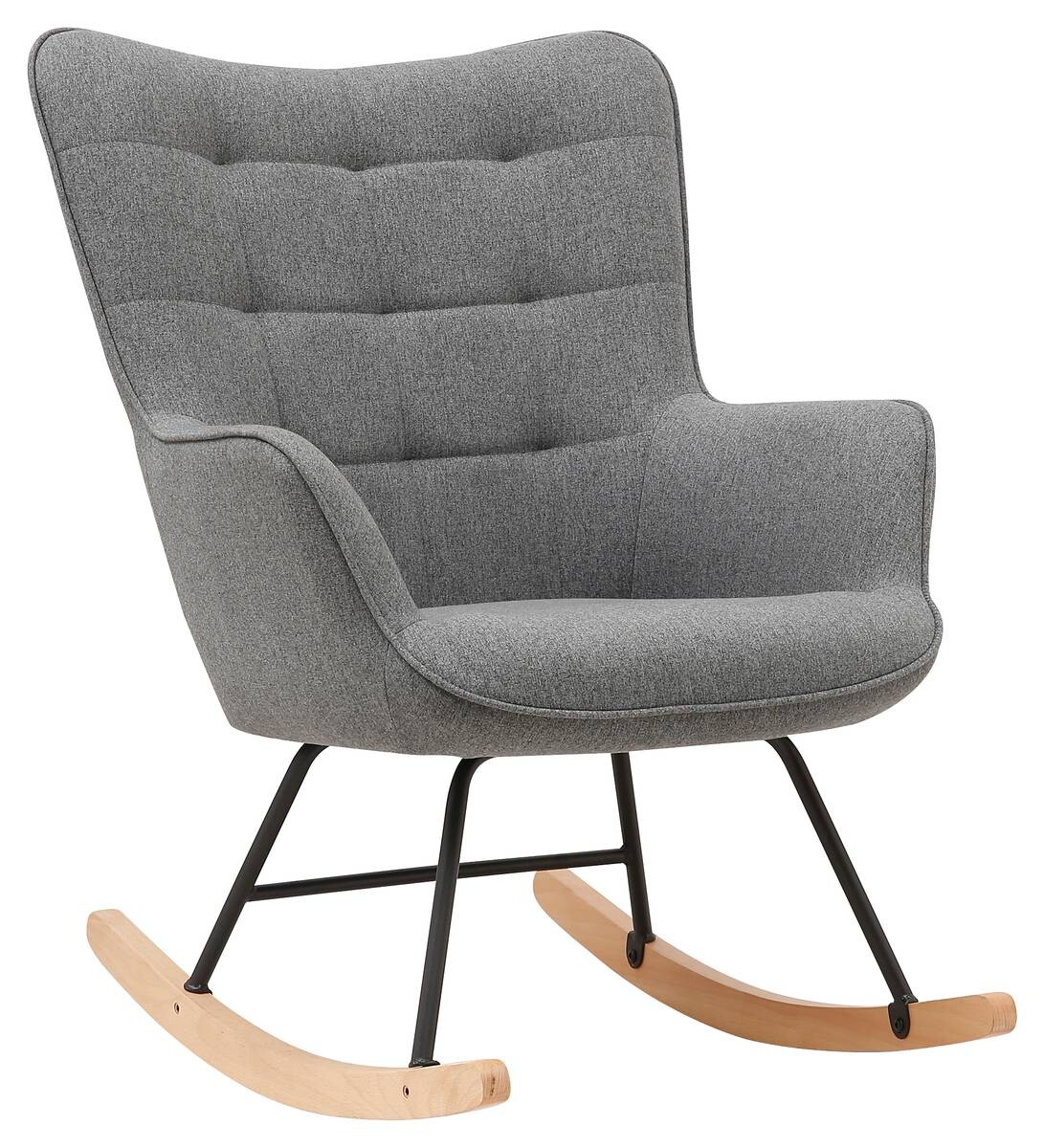 byLIVING Schaukelstuhl RICHIE grau schwarz natur Webstoff Metall Buche B/H/T: ca. 72x92x92 cm