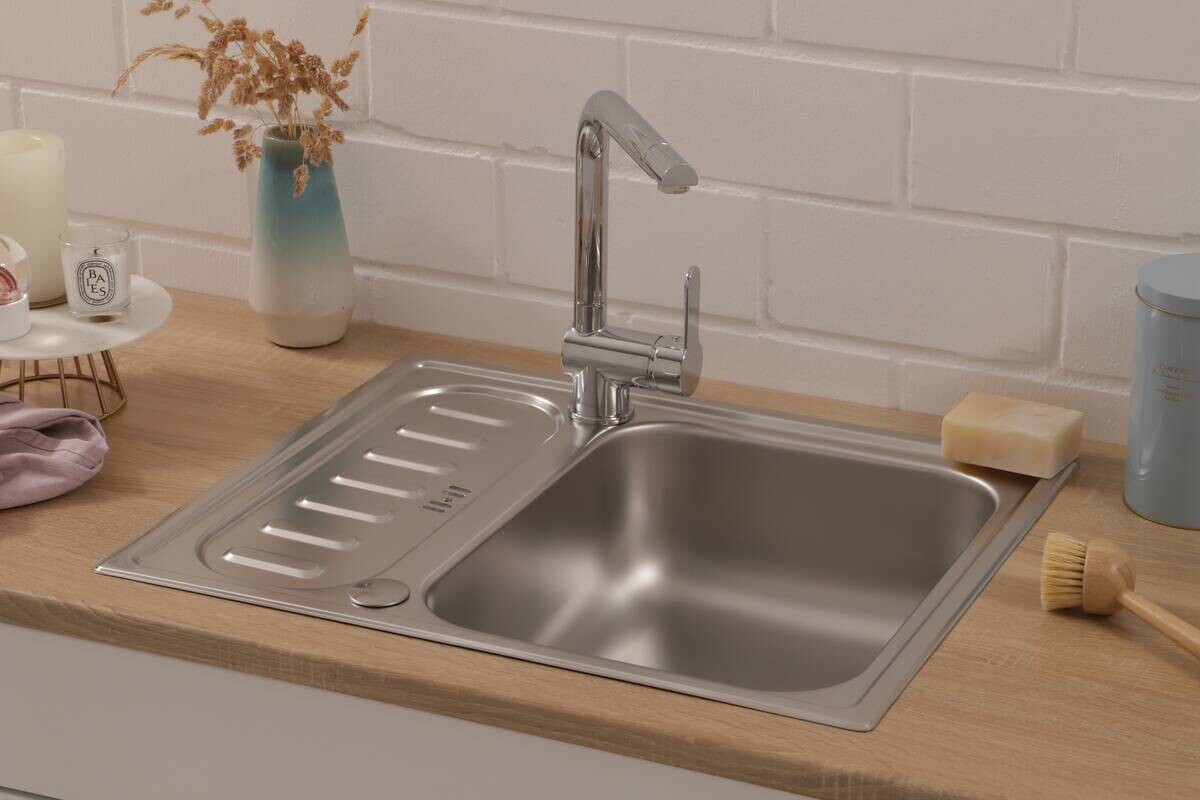 Respekta Einbauspüle Riverside Edelstahl B/H/T: ca. 61,5x17,5x50 cm