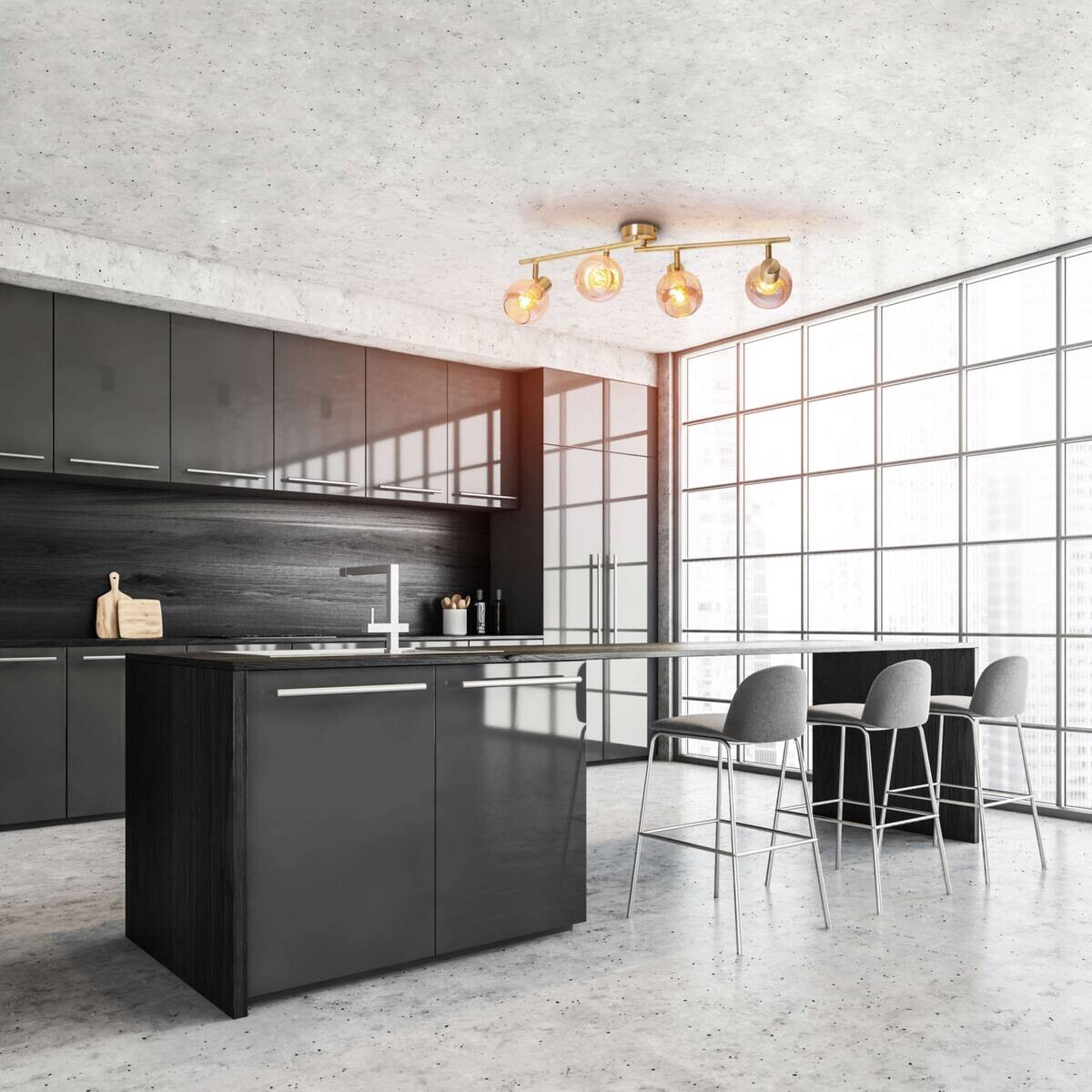 Näve Leuchten Spot gold Glas Metall B/H/T: ca. 80x20x10 cm E14 4 Brennstellen