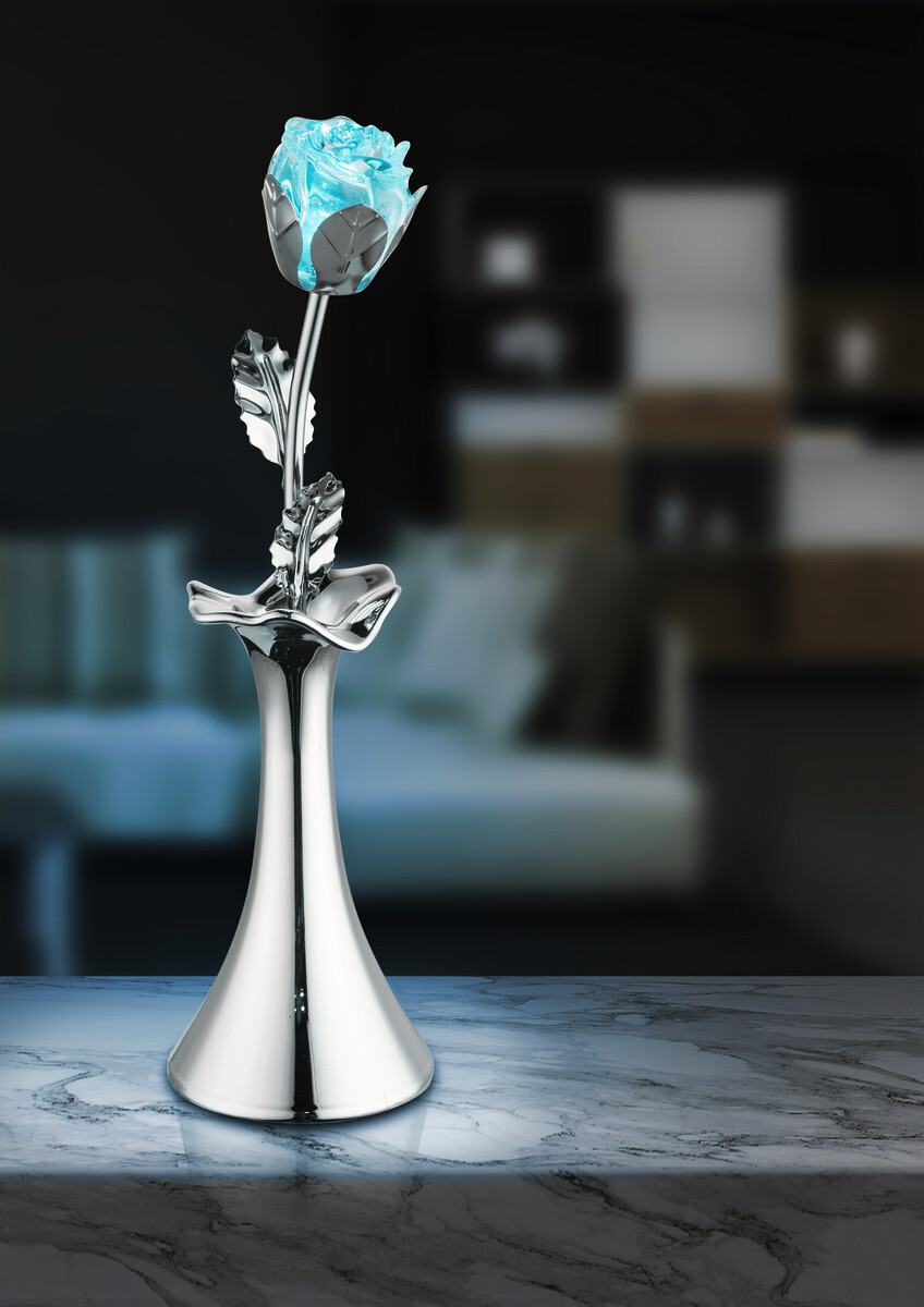 GLOBO Tischleuchte Rosi Chrom klar Metall Acryl H/D: ca. 29x8 cm