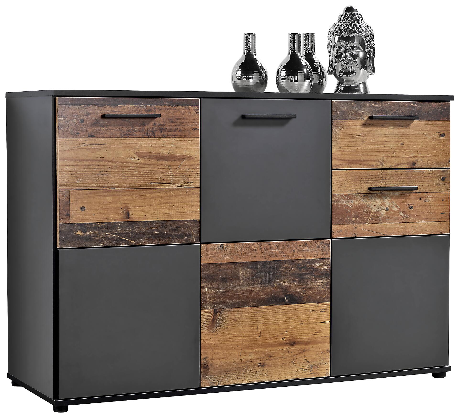 Kommode Zero anthrazit Old Wood Nachbildung B/H/T: ca. 117x82x39 cm Kommode Zero anthrazit Old Wood Nachbildung B/H/T: ca. 117x82x39 cm