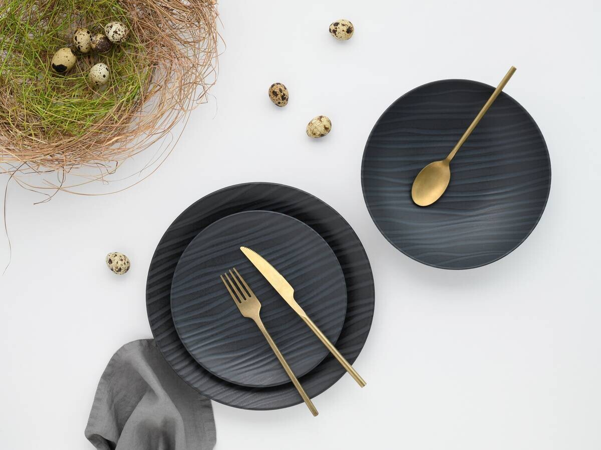 CreaTable Kombiservice Waves schwarz Steinzeug 16 tlg.