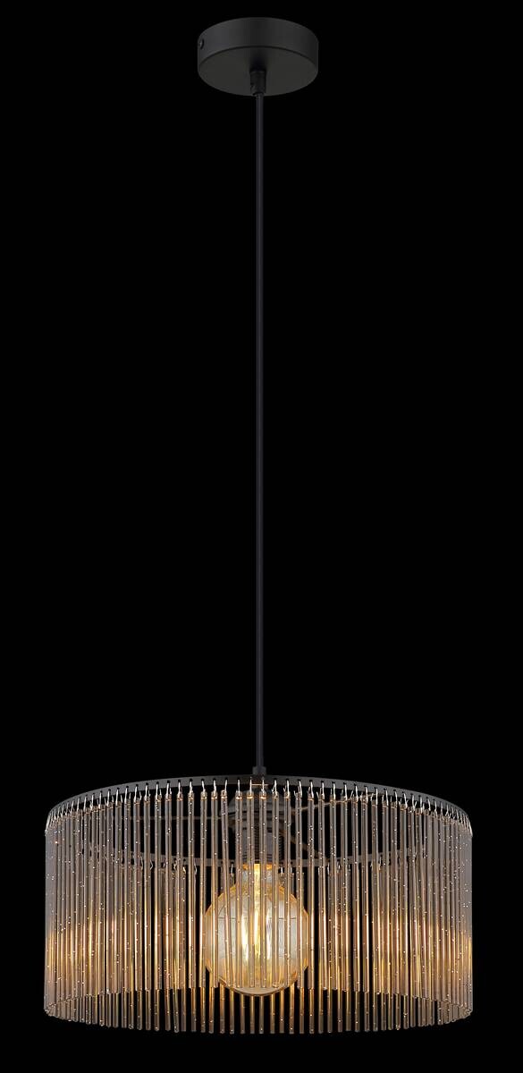 GLOBO Pendelleuchte LEEDS 33080108 Rauch schwarz Metall Kunststoff H/D: ca. 135x35 cm E27 1 Brennstellen