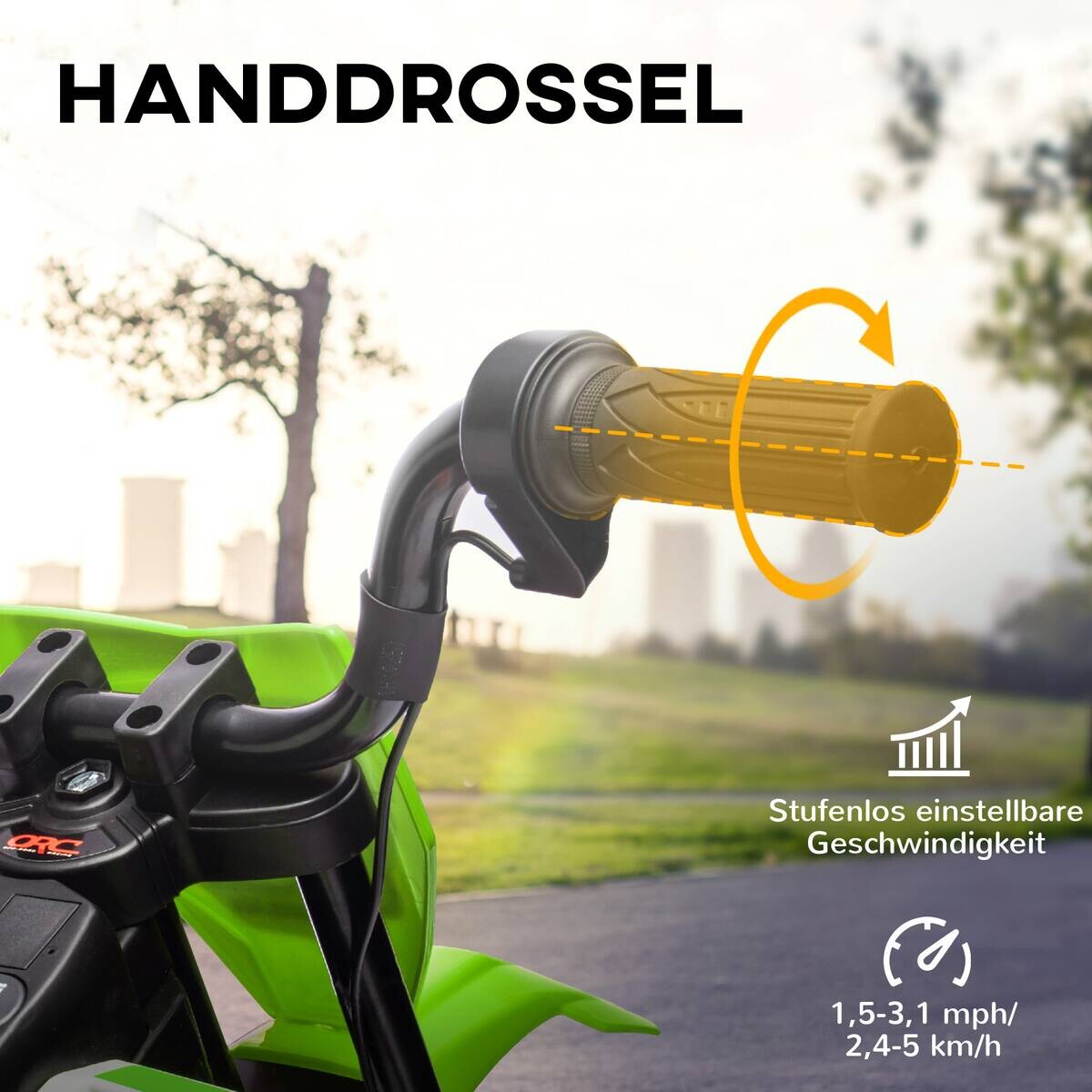 AIYAPLAY Kinder-Elektromotorrad grün B/H/L: ca. 56x70x107 cm