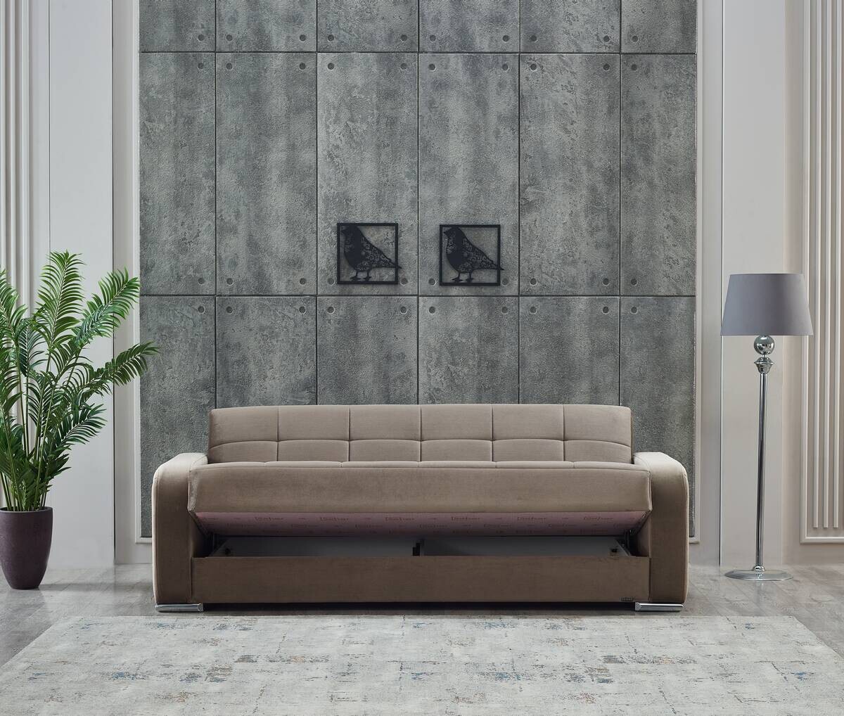 Sofa Orlando graubraun Microfaser B/H/T: ca. 220x85x83 cm