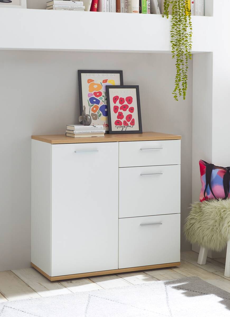 Kommode BC 1035 weiß Eiche Artisan Nachbildung B/H/T: ca. 96x86x38 cm