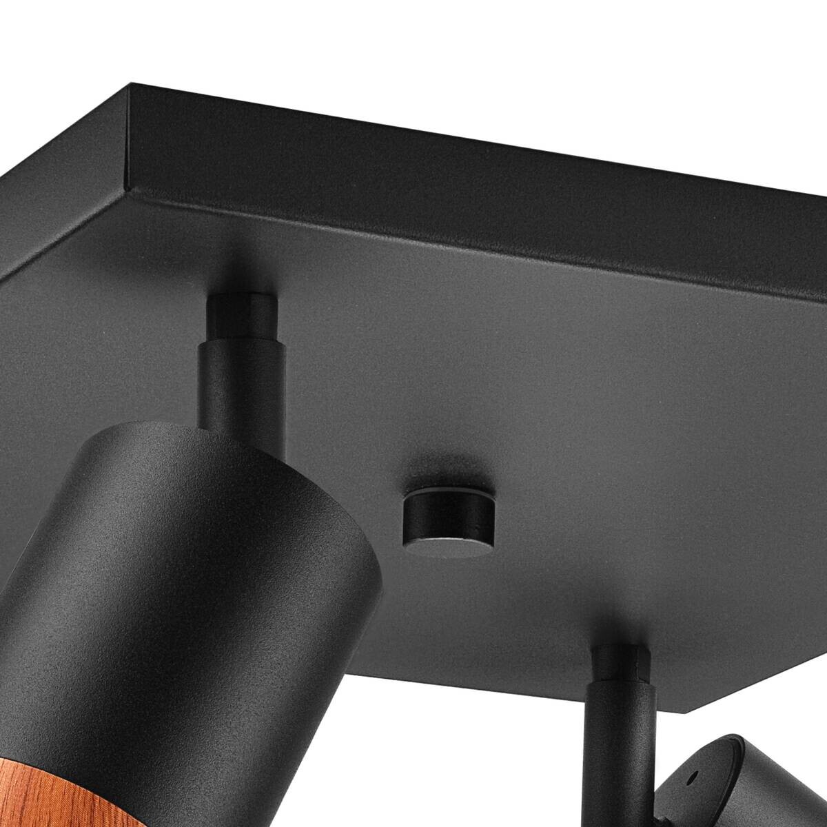 Lamkur Deckenleuchte schwarz Stahl Glas B/H/L: ca. 28x19x28 cm 4 Brennstellen