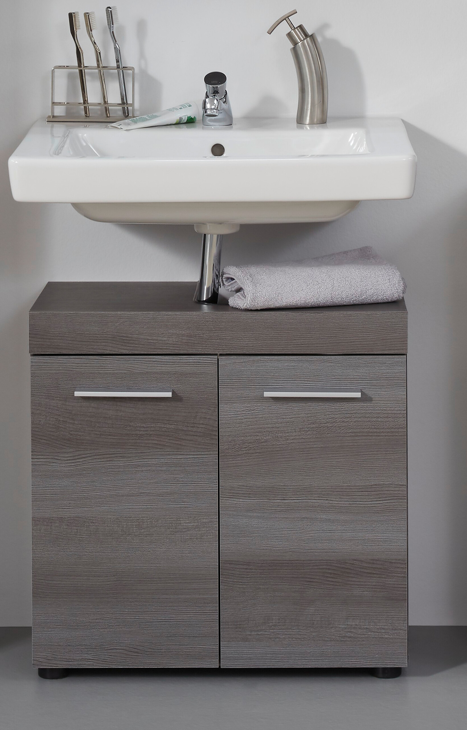 Waschbeckenunterschrank Runner Rauchsilber Nachbildung B/H/T: ca. 58x57x31 cm Waschbeckenunterschrank Runner Rauchsilber Nachbildung B/H/T: ca. 58x57x31 cm