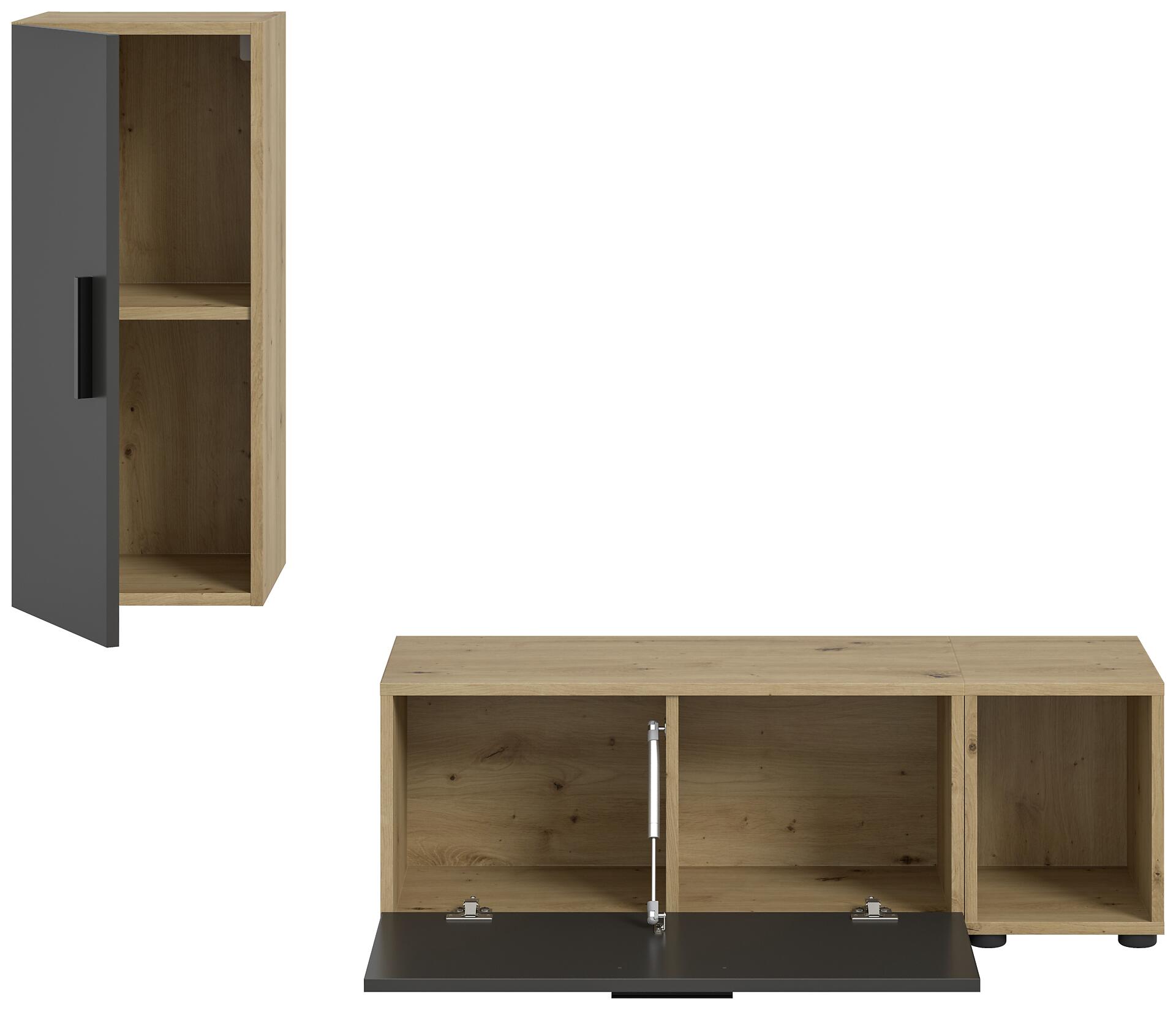 Wohnwand-Set TheOne Eiche Artisan Nachbildung anthrazit B/H/T: ca. 75x32x34 cm