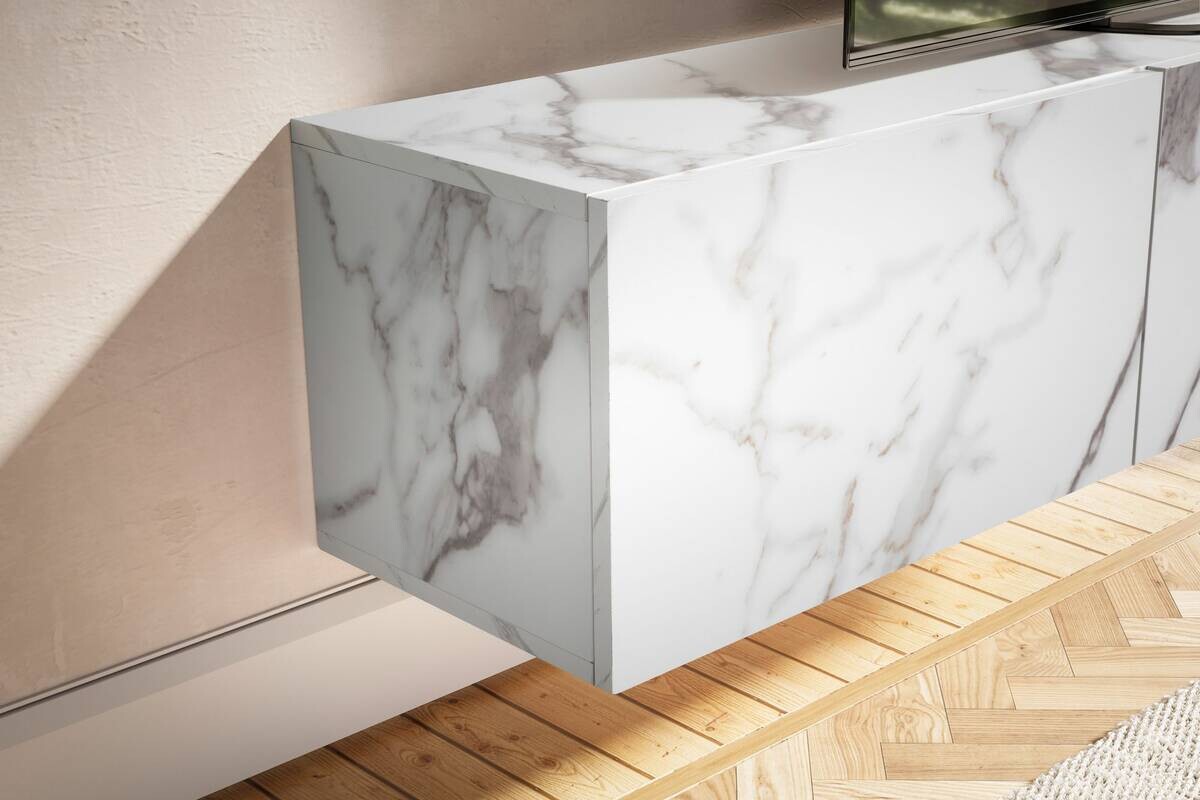 Lowboard weiß Marmor Optik B/H/T: ca. 160x30x30 cm