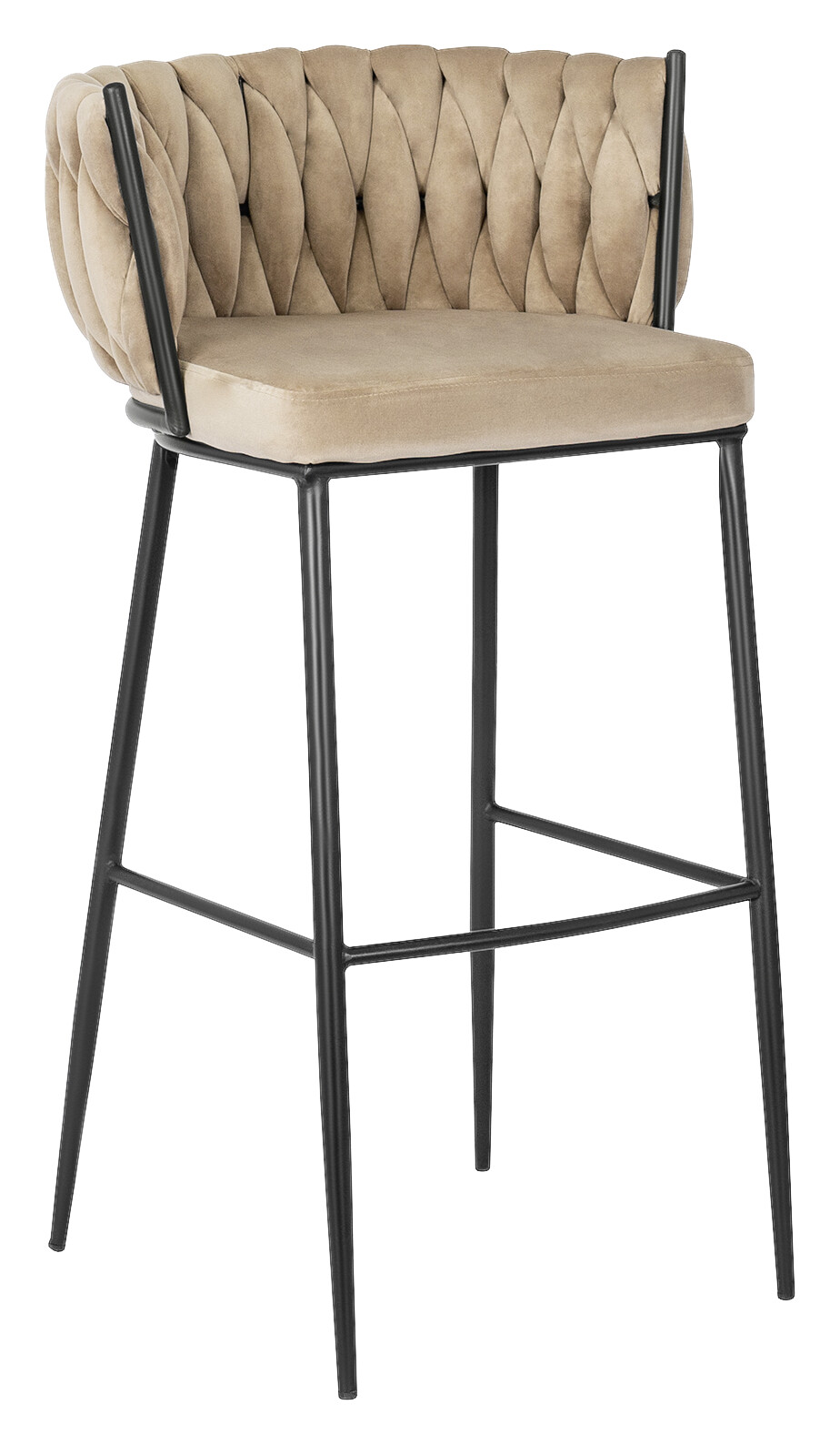 Barhocker FLORES beige Velourstoff B/H/T: ca. 60x104,5x56 cm