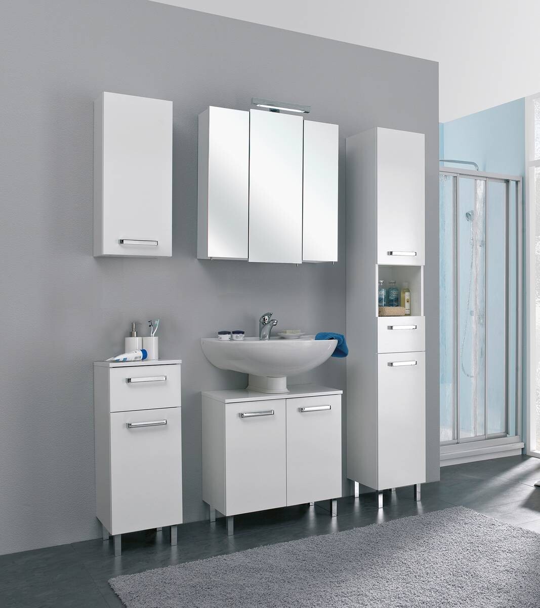 Badezimmer-Set Quickset 312 weiß glanz B/H/T: ca. 120x200x33 cm