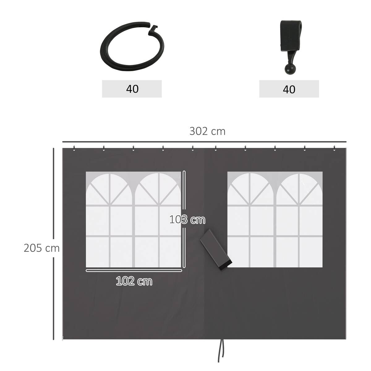 Outsunny Pavillon-Seitenteile