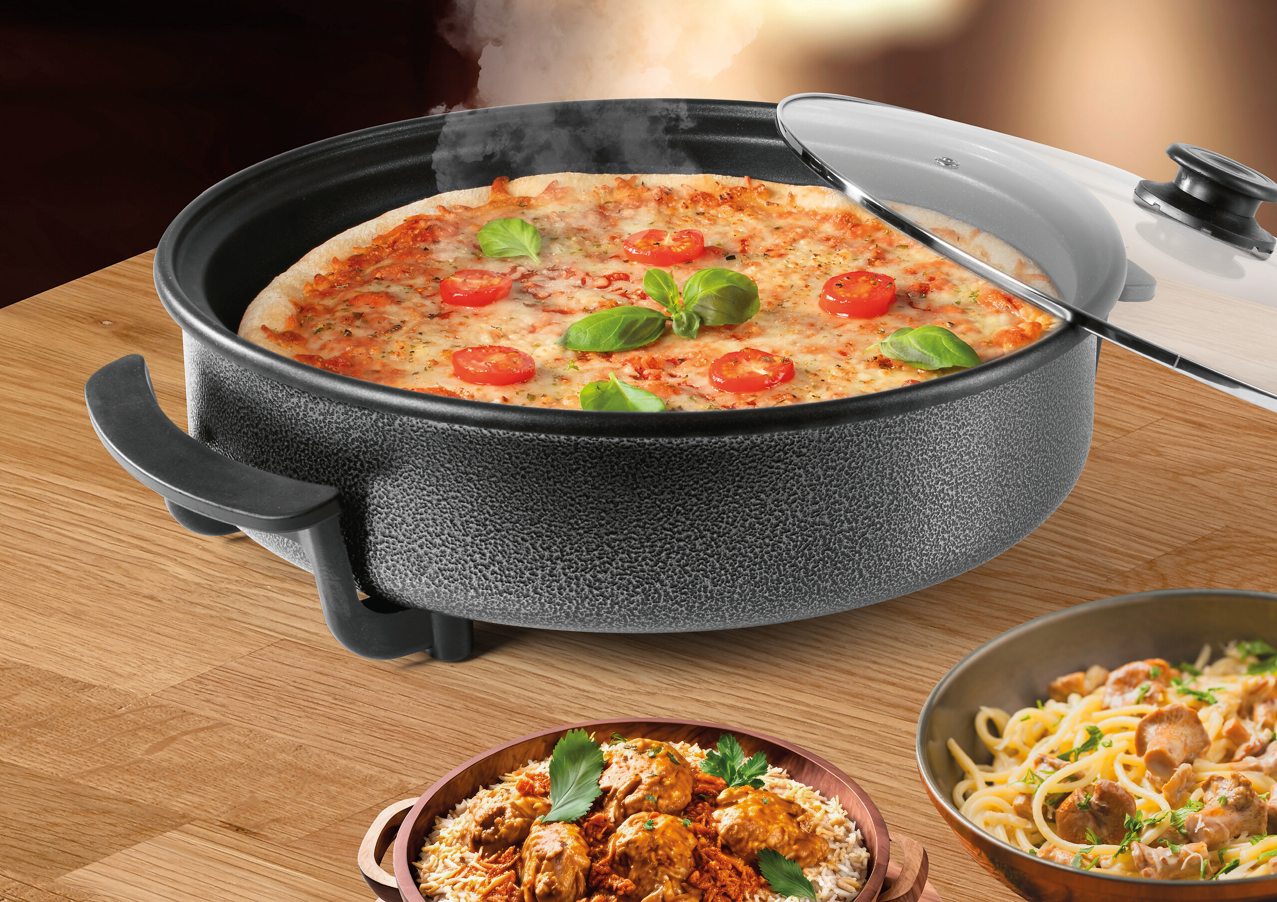 GOURMETmaxx Elektrische Party-Pfanne schwarz Edelstahl B/H/L: ca. 45x17,5x41 cm