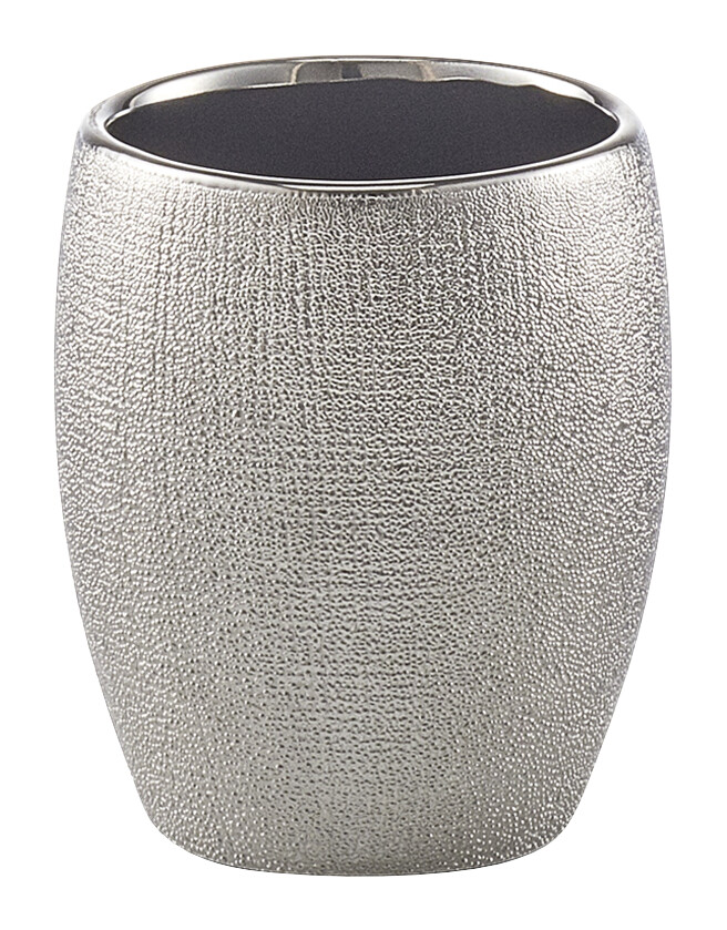Zeller Zahnputzbecher Glitter silber Steinzeug B/H/L: ca. 8x10x8 cm