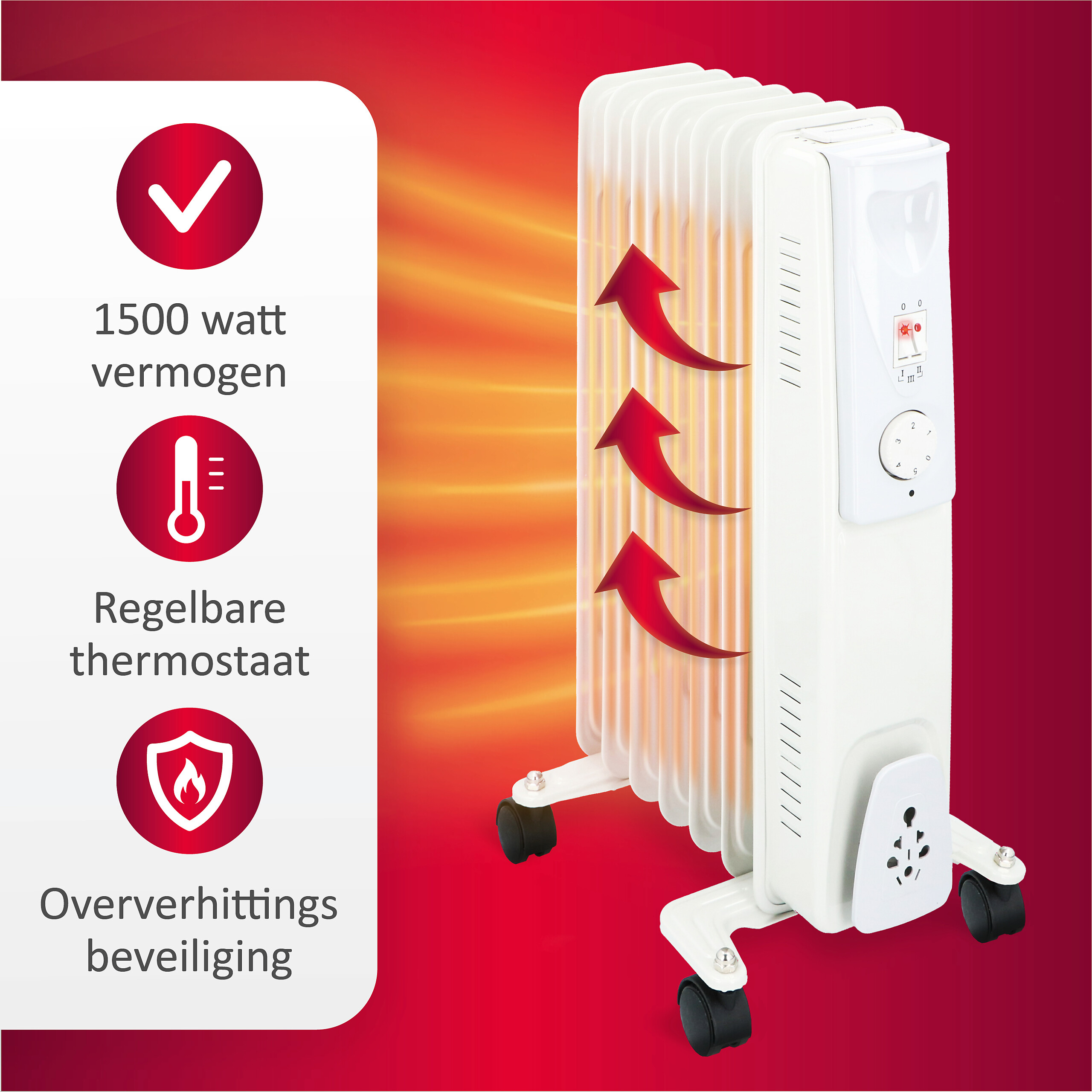 Ölradiator weiß Metall B/H/L: ca. 23,5x55x33 cm ca. 1500 W