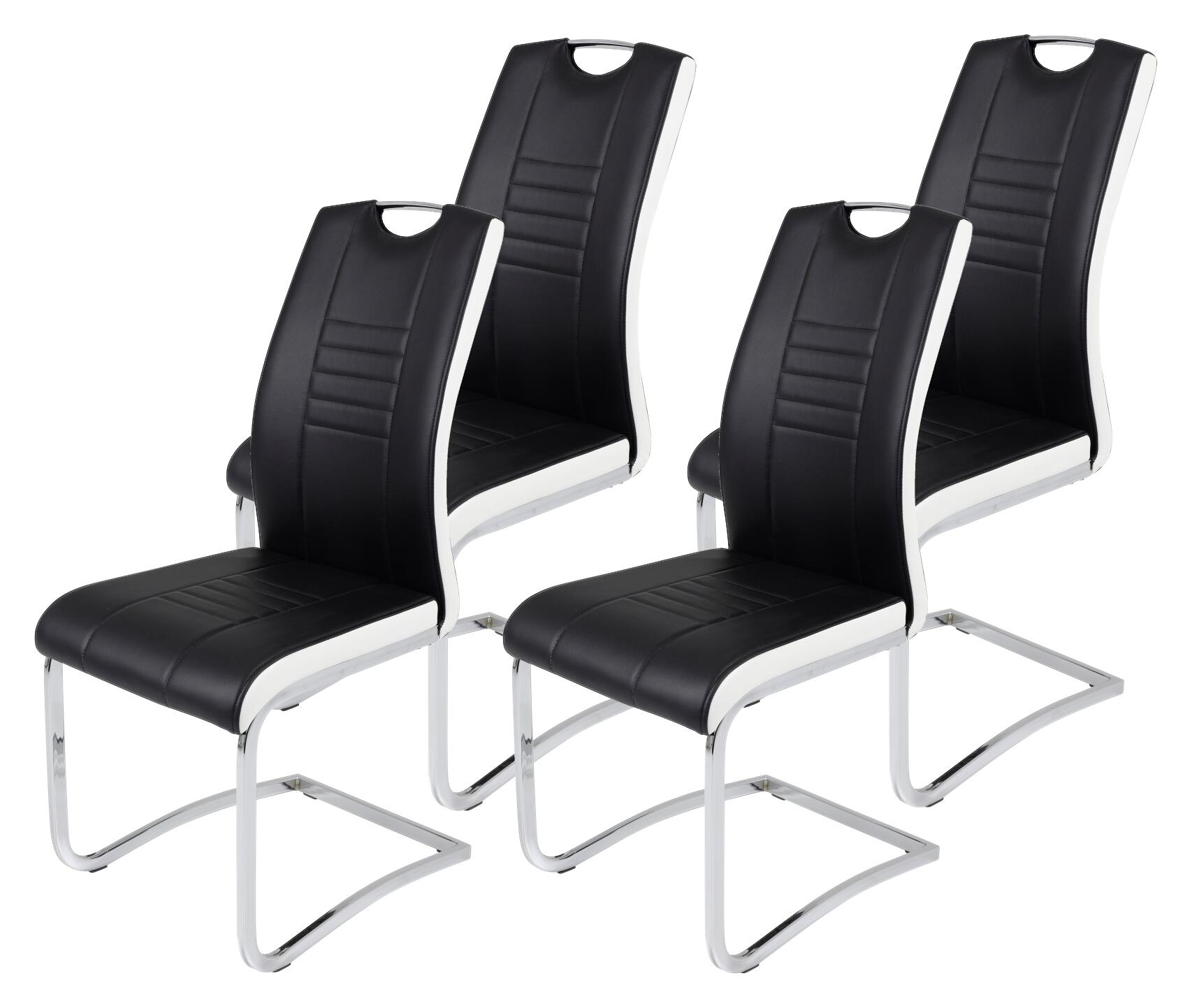 Schwingstuhl Tabea 4er Set schwarz weiß Kunstleder Kunstleder B/H/T: ca. 43x99x61 cm