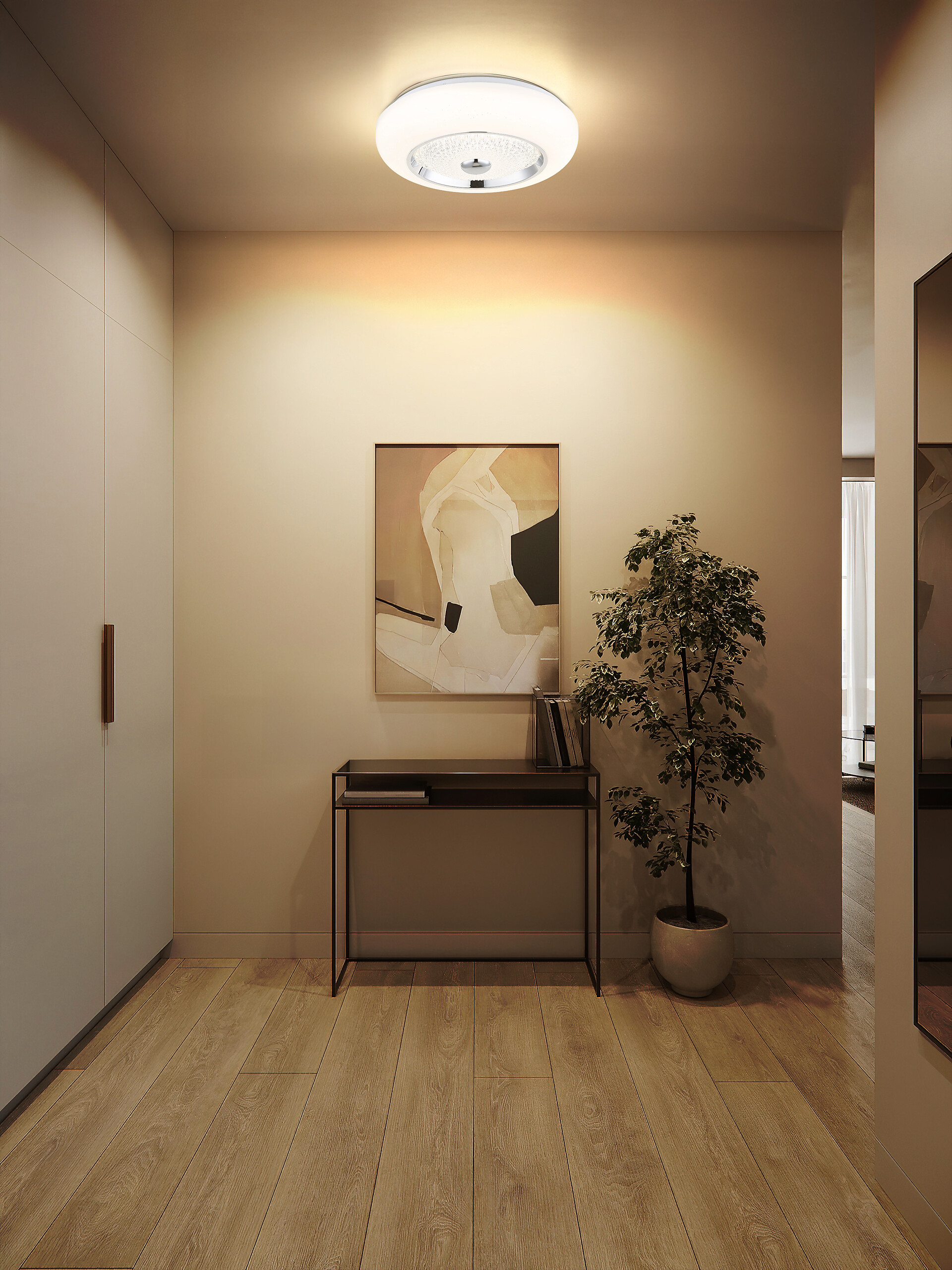 GLOBO Deckenleuchte Opal weiß klar Metall Acryl Kunststoff H/D: ca. 10x38,5 cm 1 Brennstellen