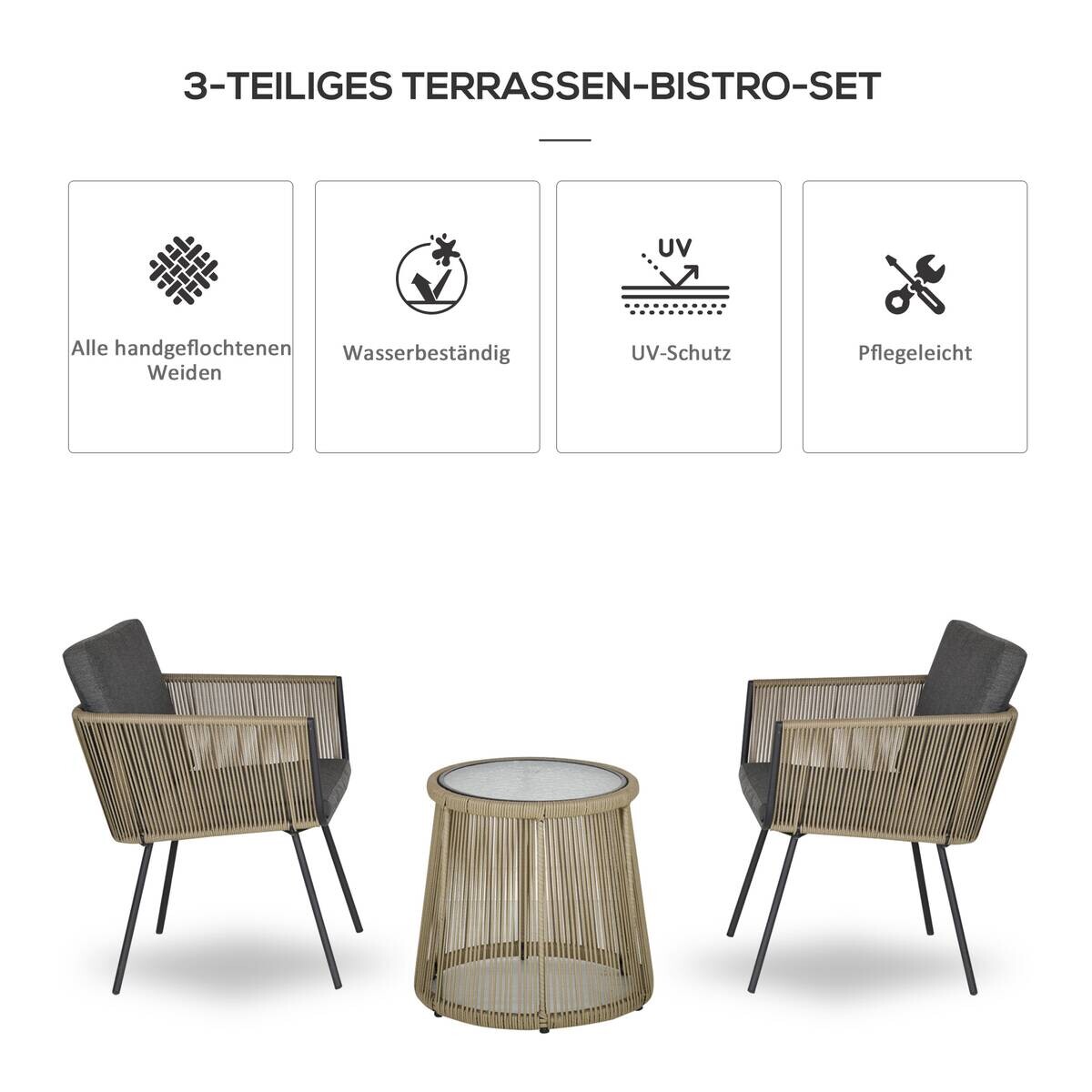 Outsunny Sitzgruppe grau Polyester B/H/L: ca. 60x60x67 cm