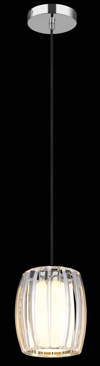 GLOBO Pendelleuchte Chrom Opal schwarz Metall Glas Textil H/D: ca. 120x18 cm E27 1 Brennstellen