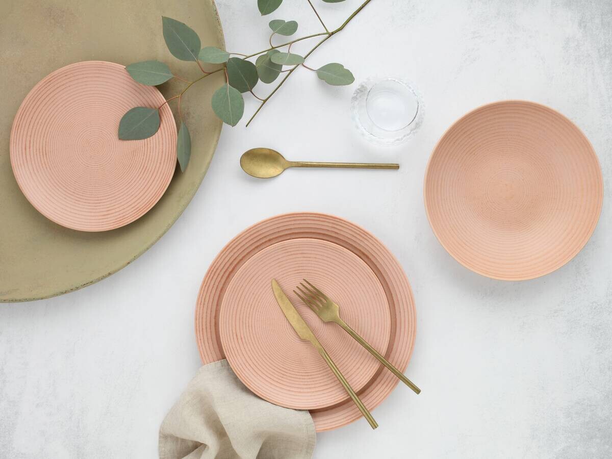 CreaTable Tafelservice Catania Peach rot Steinzeug 12 tlg.