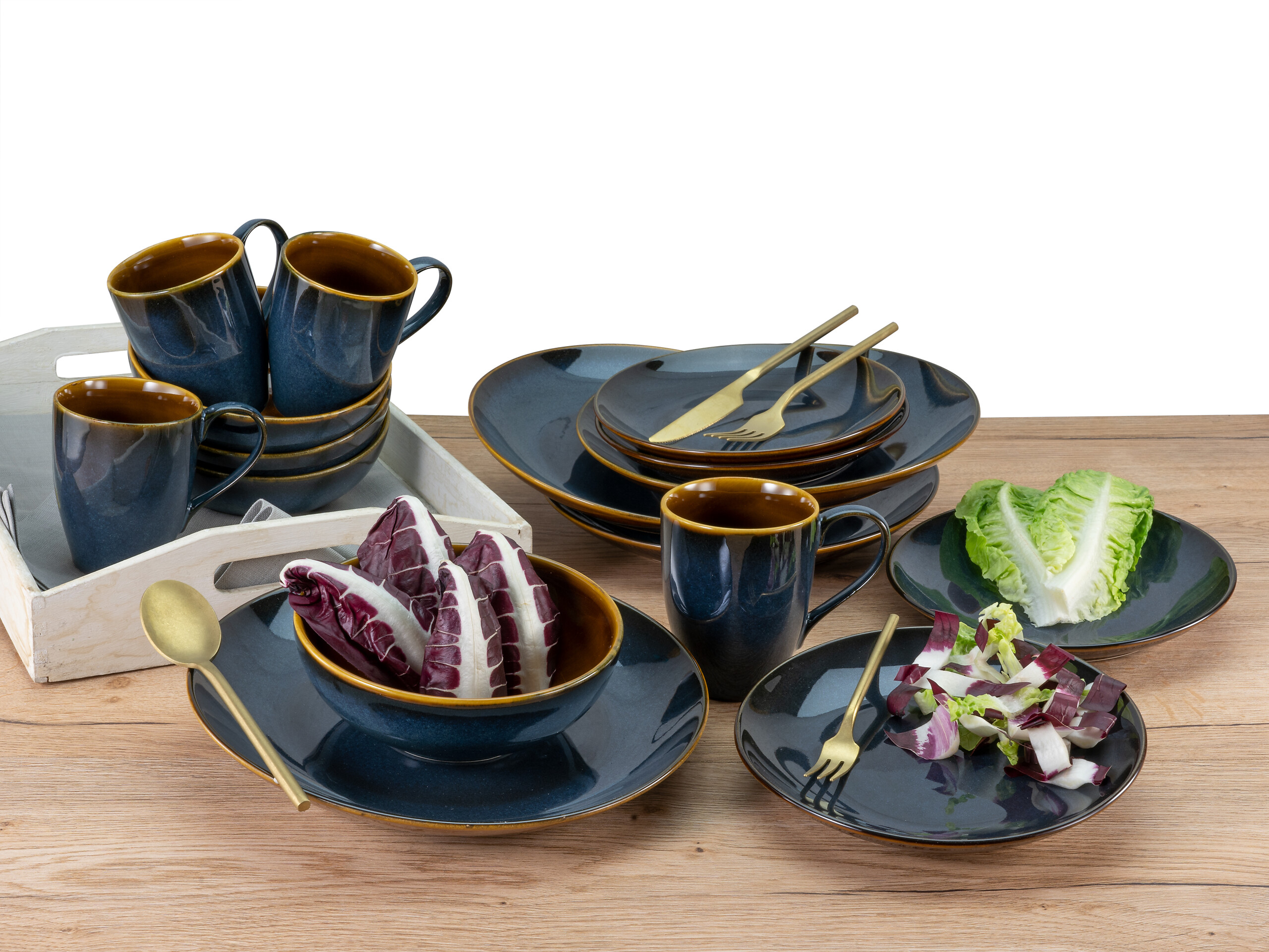 CreaTable Kombiservice Mallorca petrol Keramik 16 tlg.