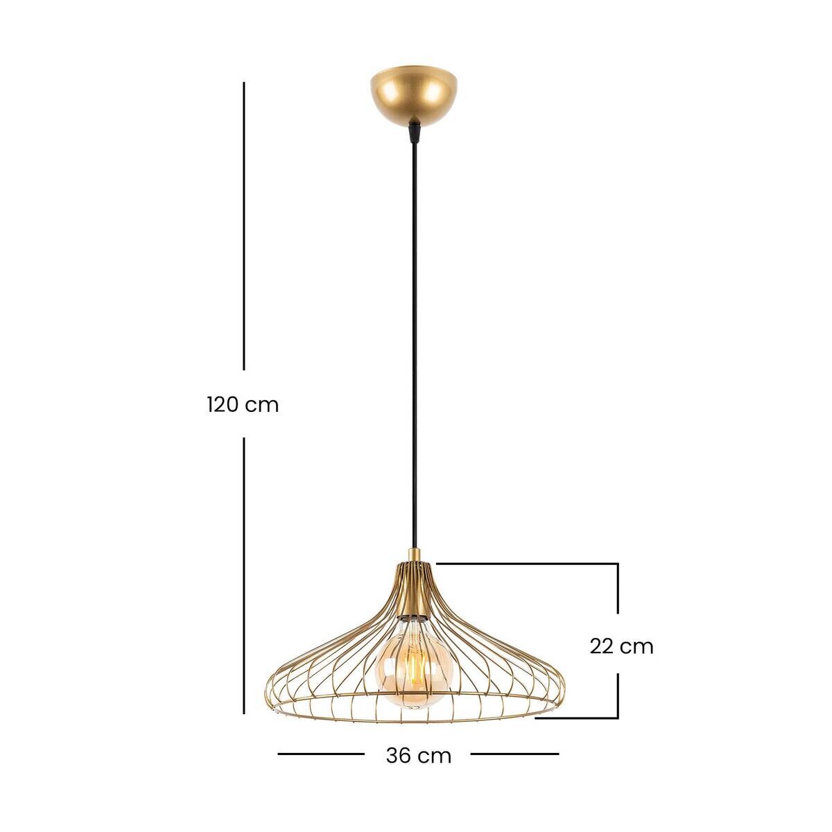 Opviq Pendelleuchte DEPAY-11251 gold Metall B/H/T/L/D: ca. 36x120x36x36x36 cm E27 1 Brennstellen
