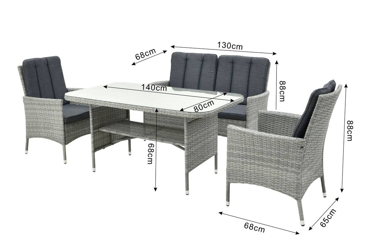 POCOline Gartensitzgruppe Wien dunkelgrau Stahlrohr