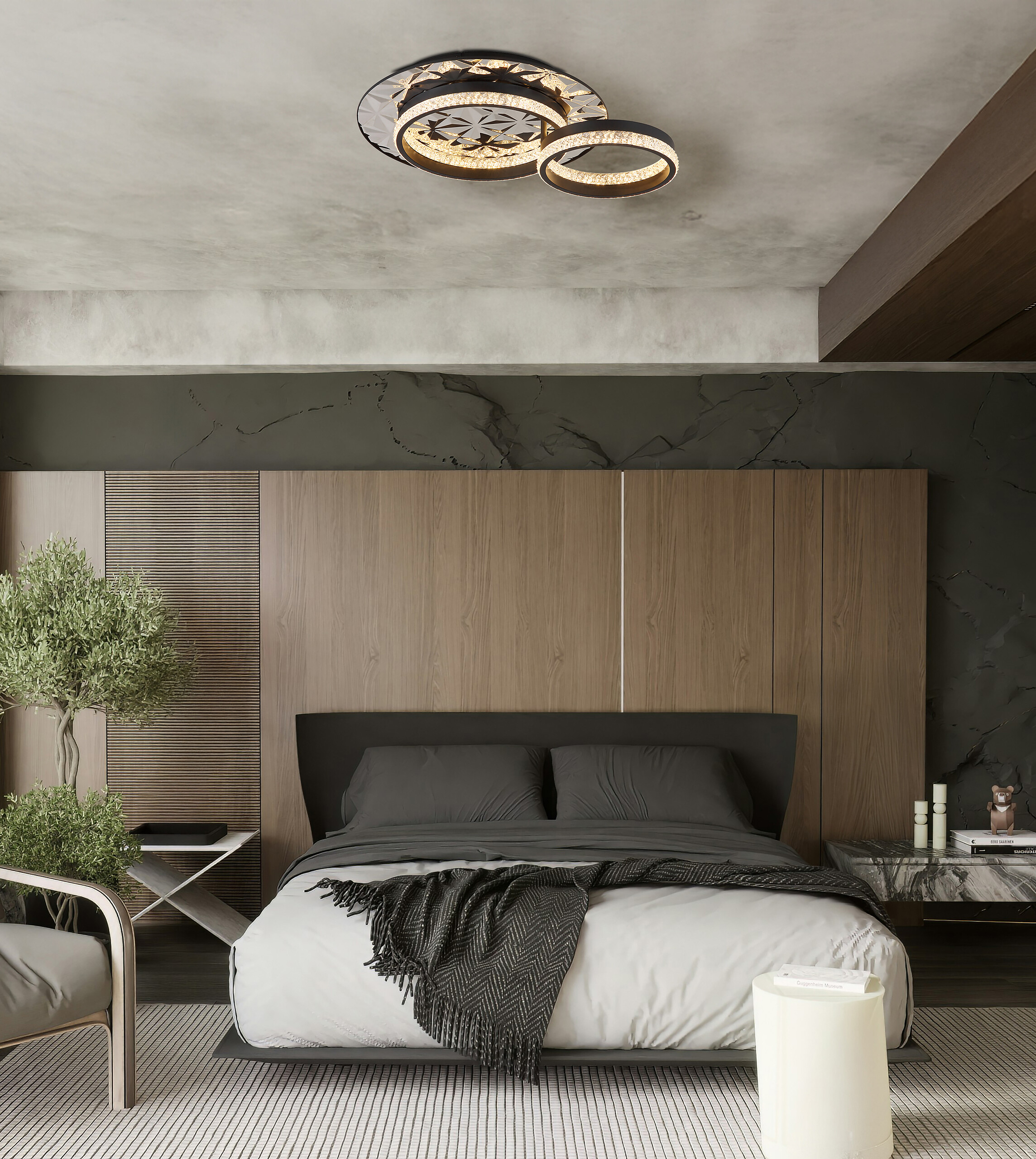 GLOBO LED-Deckenleuchte schwarz Chrom Metall Edelstahl Aluminium B/H/L: ca. 40x14x50,5 cm 1 Brennstellen