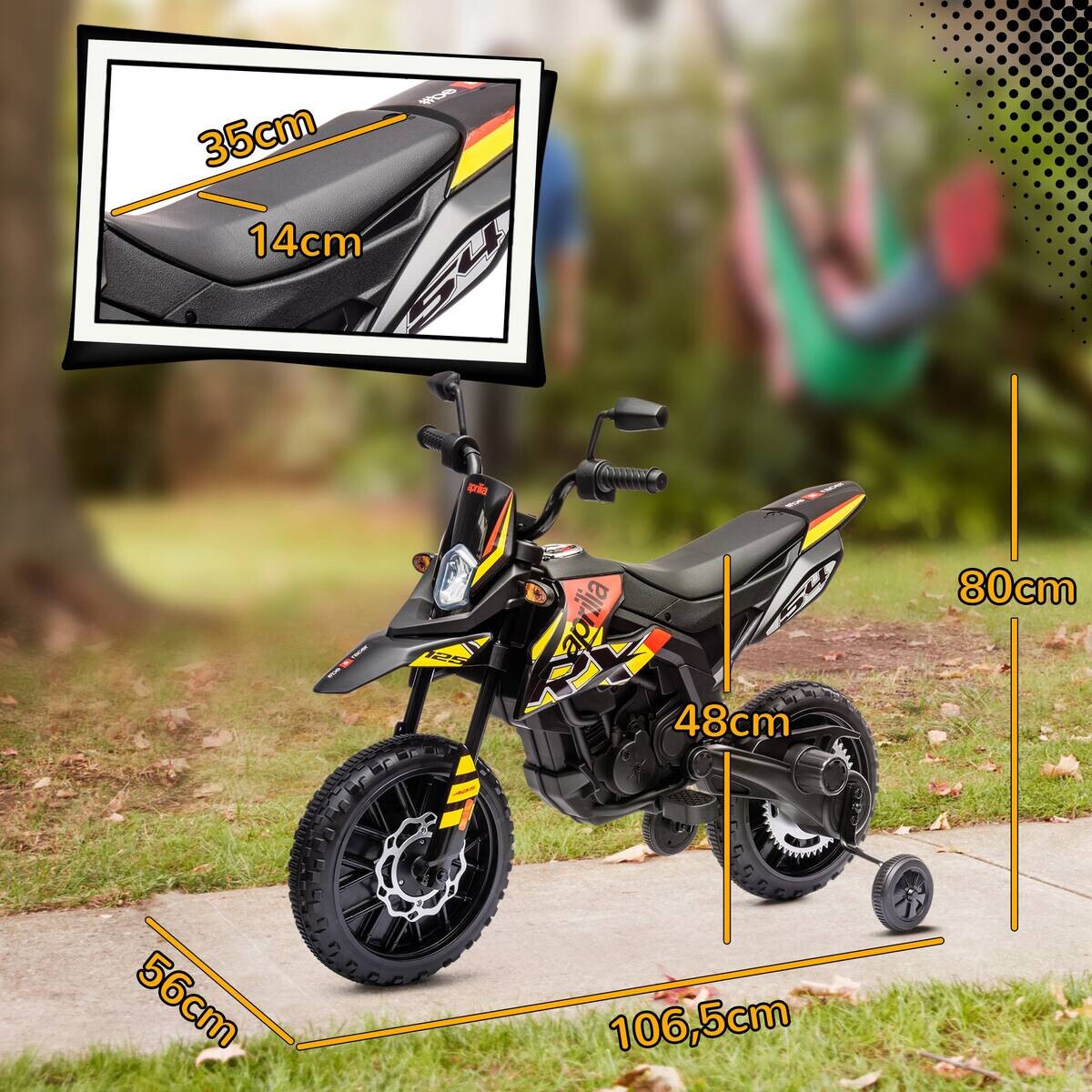 AIYAPLAY Kindermotorrad gelb B/H/L: ca. 56x80x106,5 cm