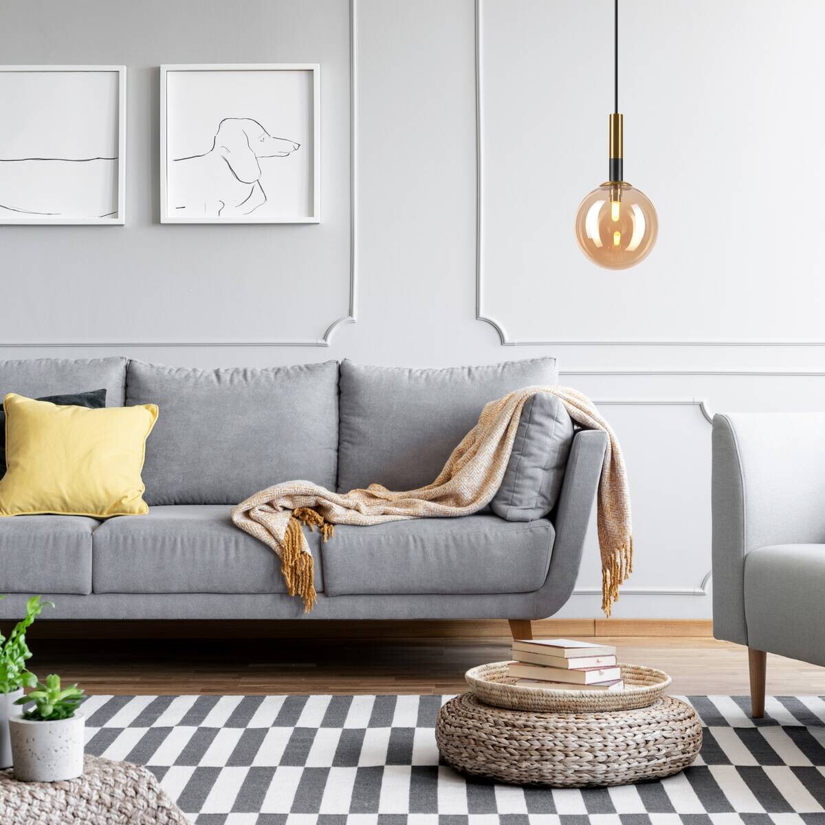 Lamkur Pendelleuchte Rollo gold schwarz Glas Stahl H/L: ca. 120x15 cm E27 1 Brennstellen