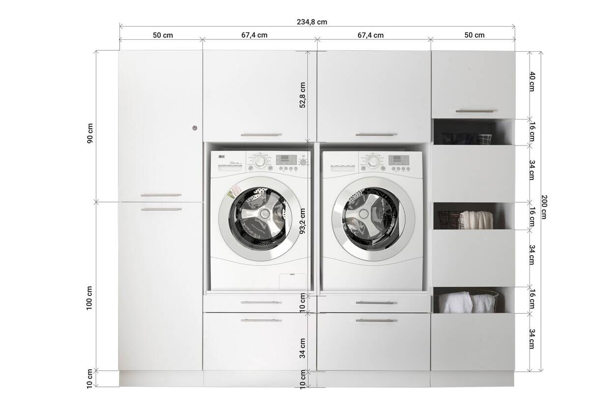 Respekta Hauswirtschaftsraum-Set Clara weiß matt B/H/T: ca. 234,8x200x67,6 cm
