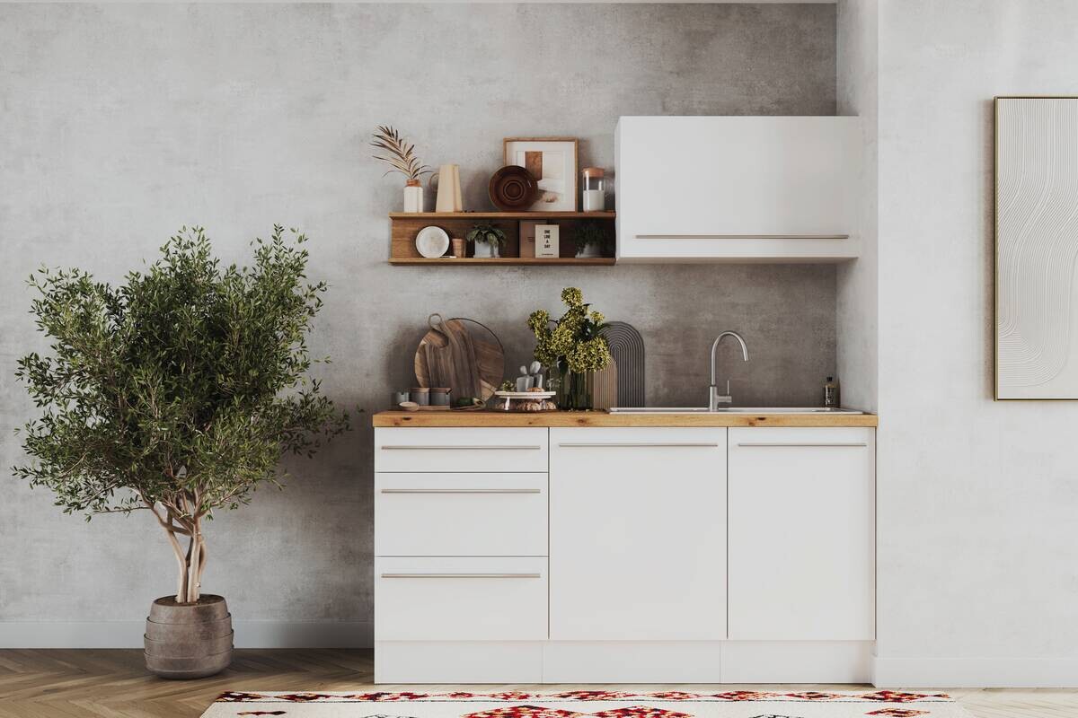 Respekta Inselküche Gabriel weiß Hochglanz B/H/T: ca. 290x200x60 cm