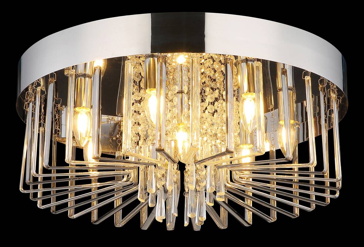 GLOBO Deckenleuchte Chrom klar Metall H/D: ca. 27x60 cm E14 8 Brennstellen