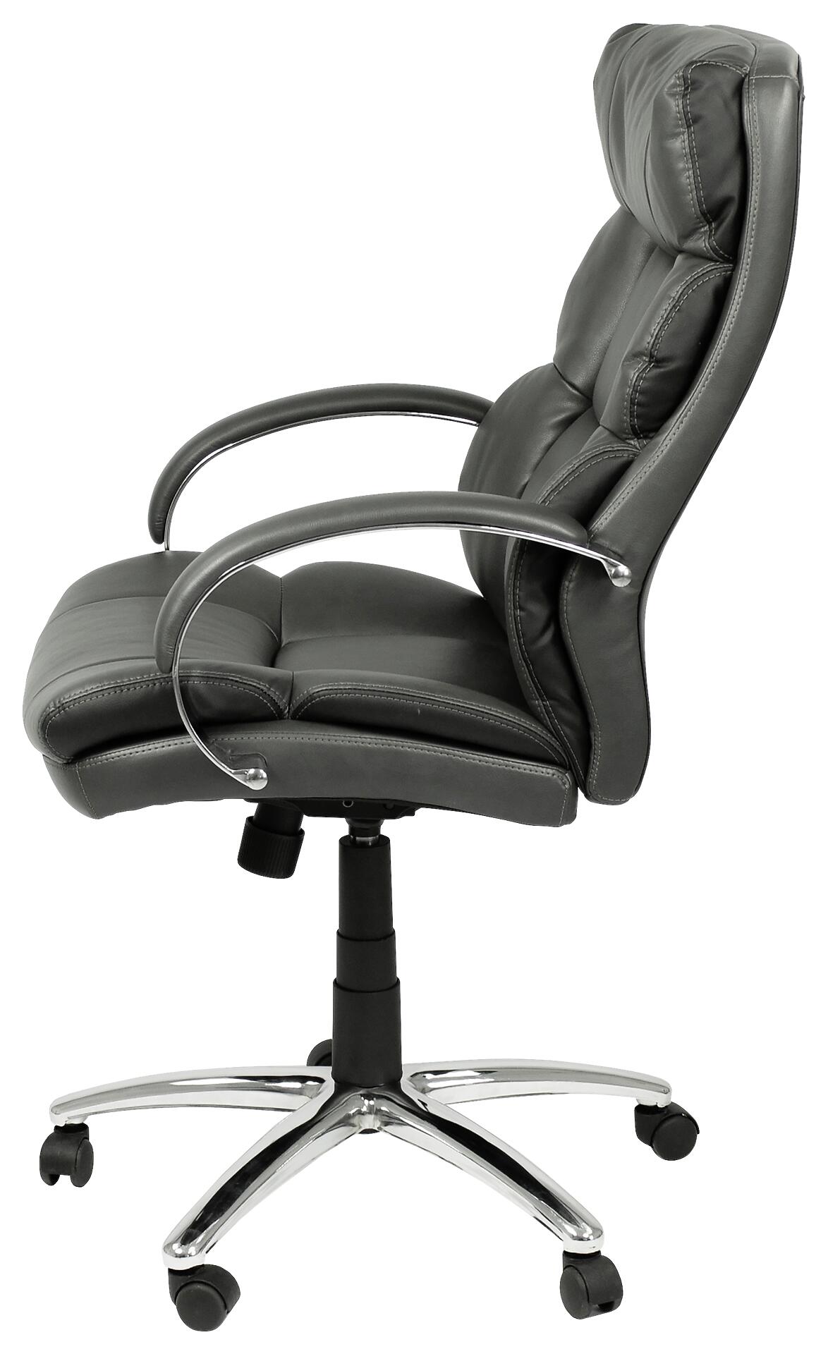 XXL-Chefsessel PAUL-XXL grau Chrom Kunstleder Metall