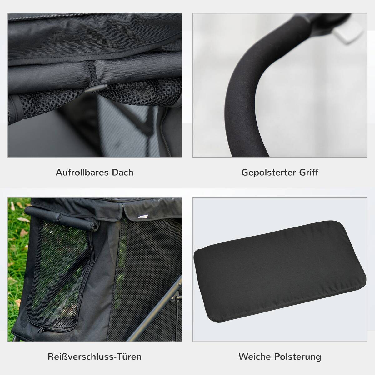 PawHut Hunde-Zubehör schwarz Edelstahl B/H/L: ca. 62x102x105 cm